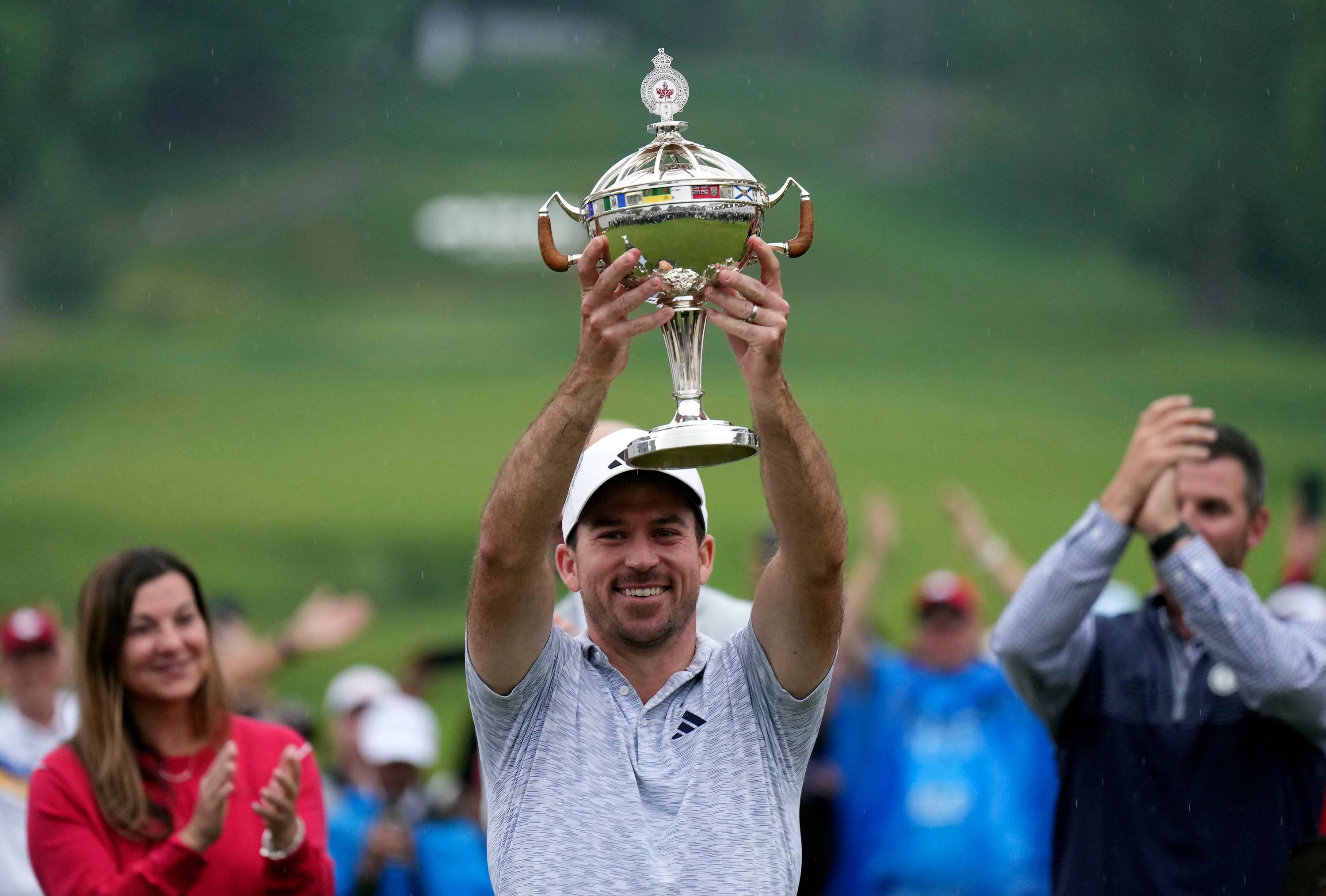 Nick Taylor celebrates after clinching the Canadian Open