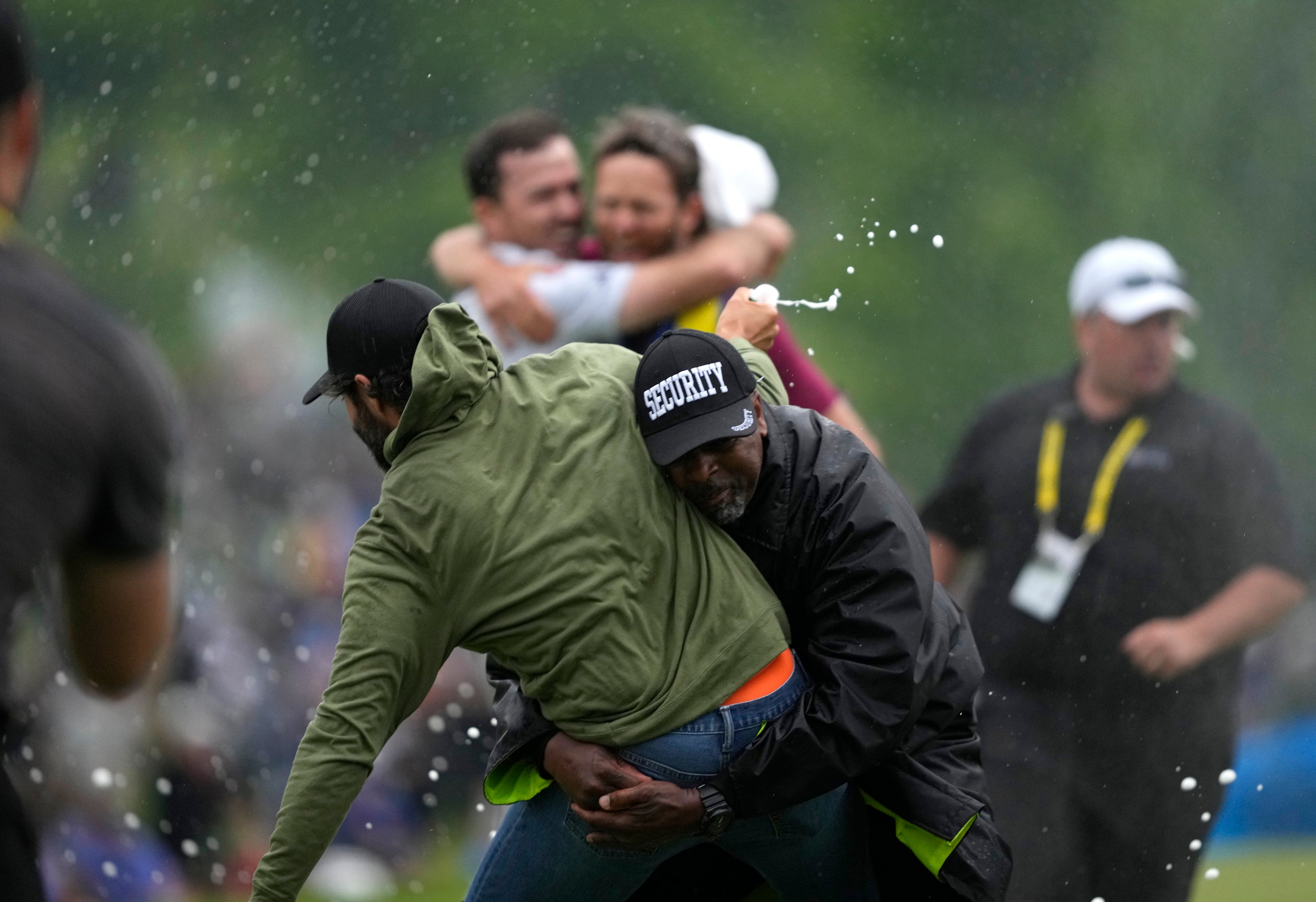 Adam Hadwin is wiped out by security at the Canadian Open