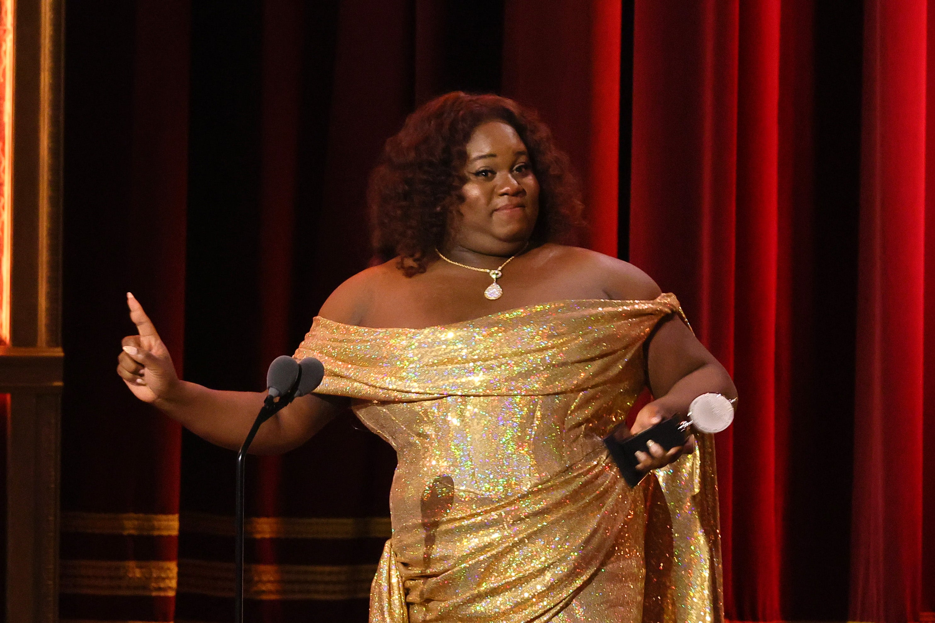 Alex Newell accepts the award for Best Featured Actor in a Musical