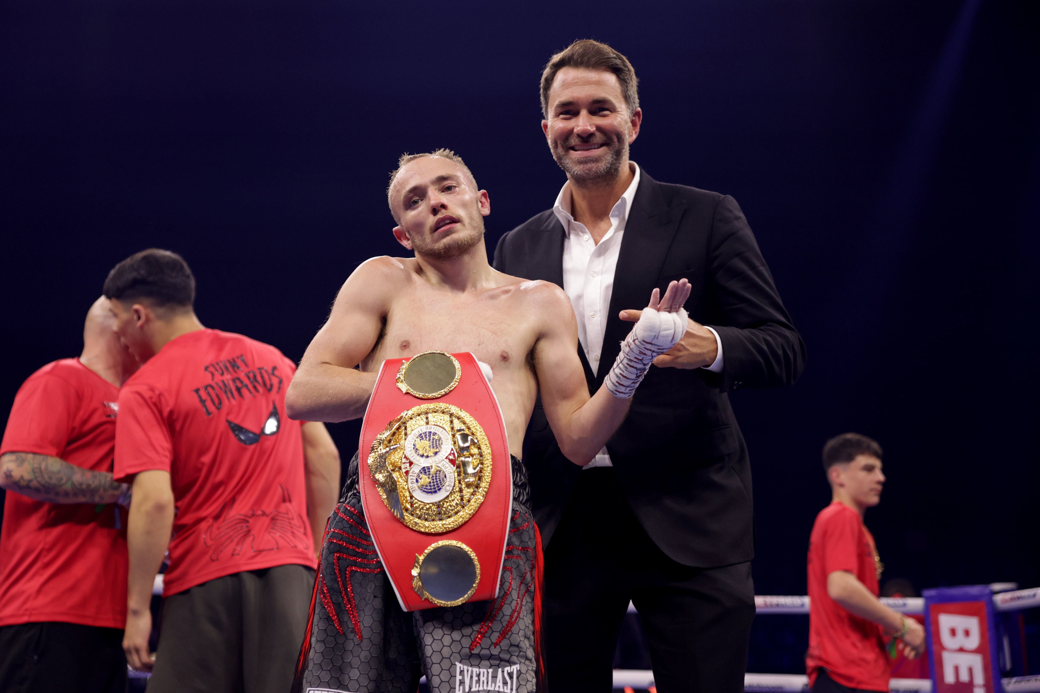 Sunny Edwards with promoter Eddie Hearn