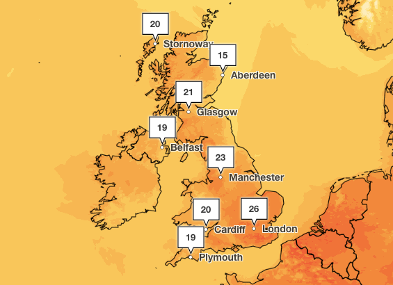 UK weather forecast for Tuesday, 13 June