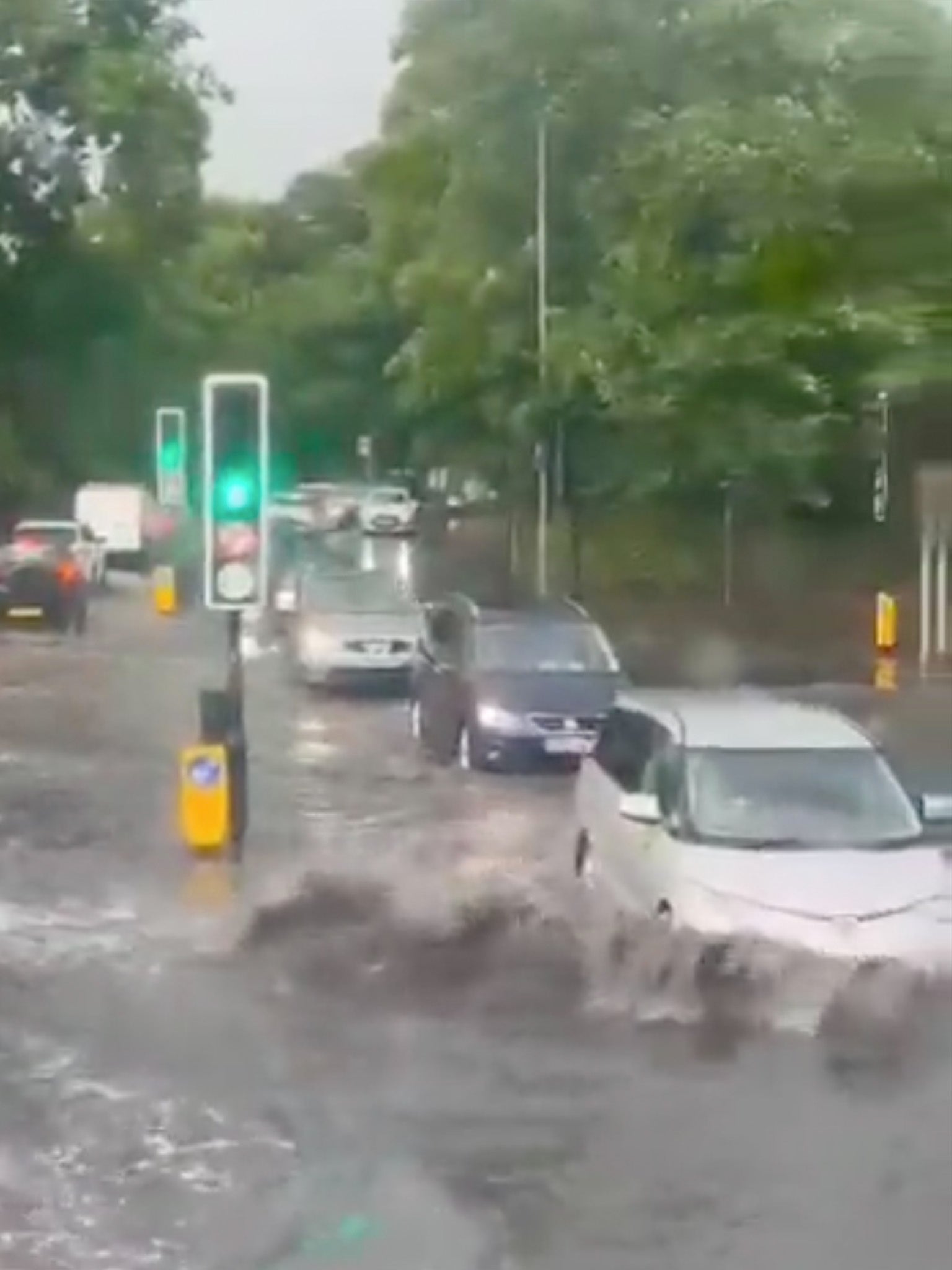 Flooding on road in London on 12 June