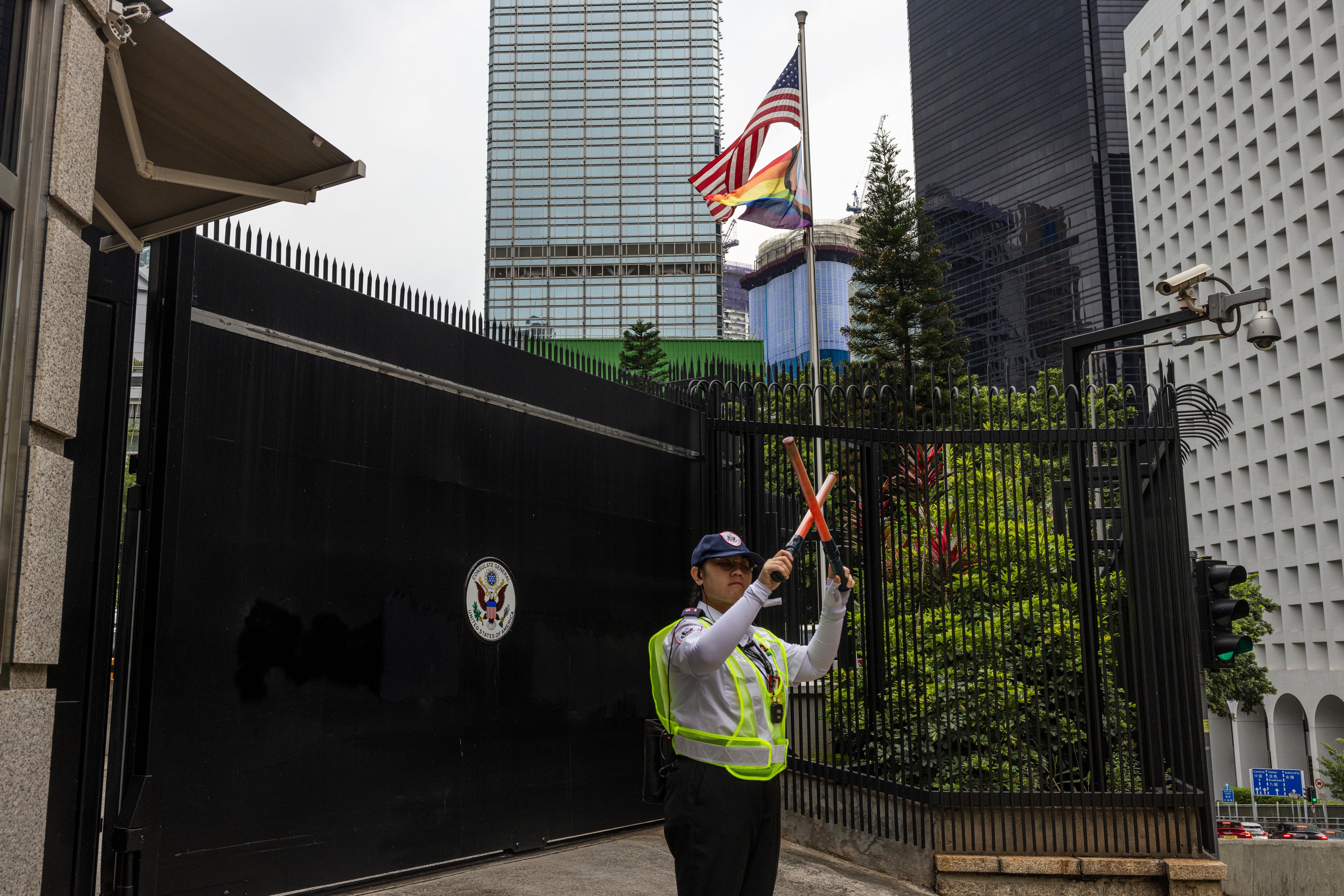Chinese man arrested over anti-US graffiti at US Consulate in Hong Kong, police say