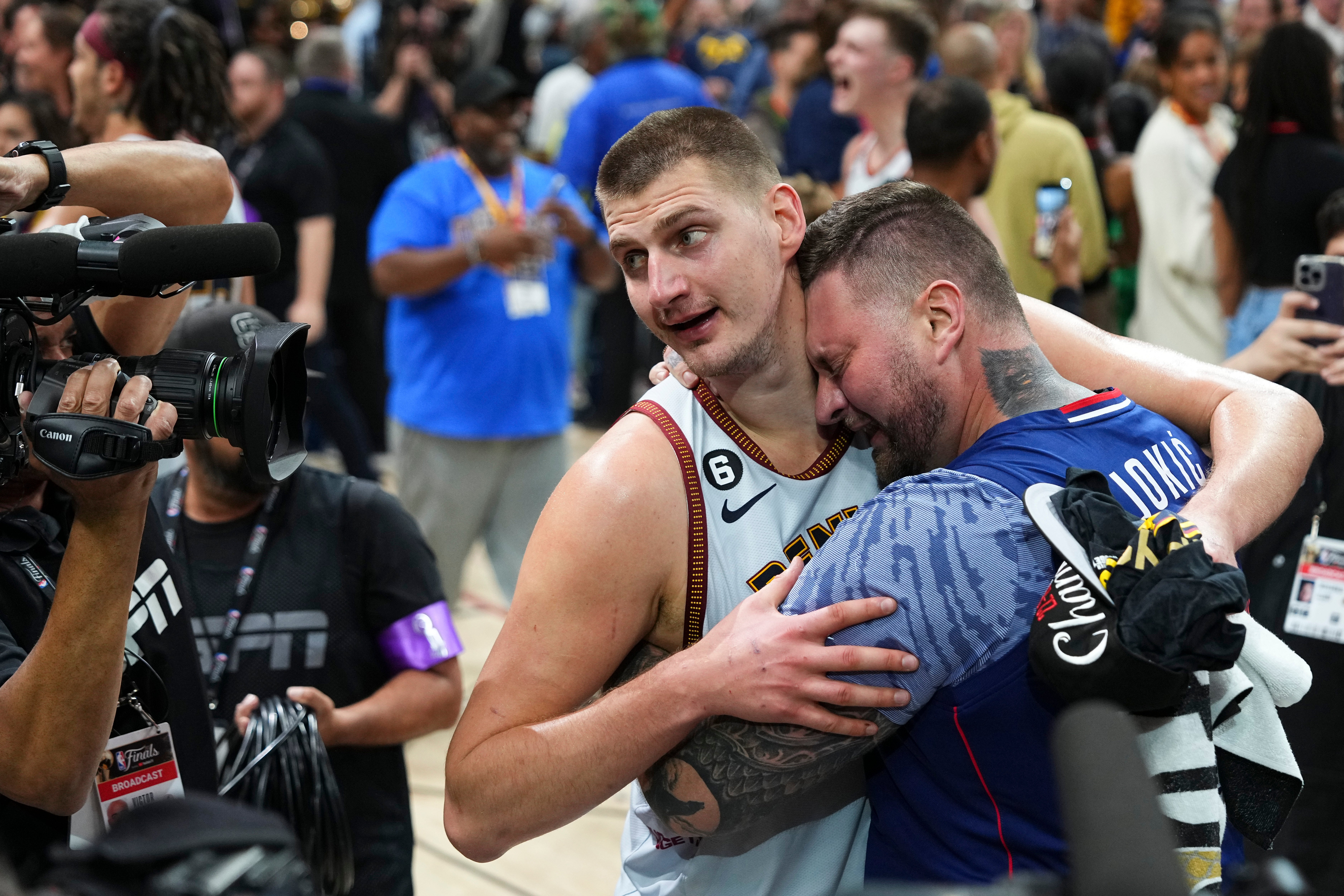 Jokic celebrates after the team won the NBA Championship