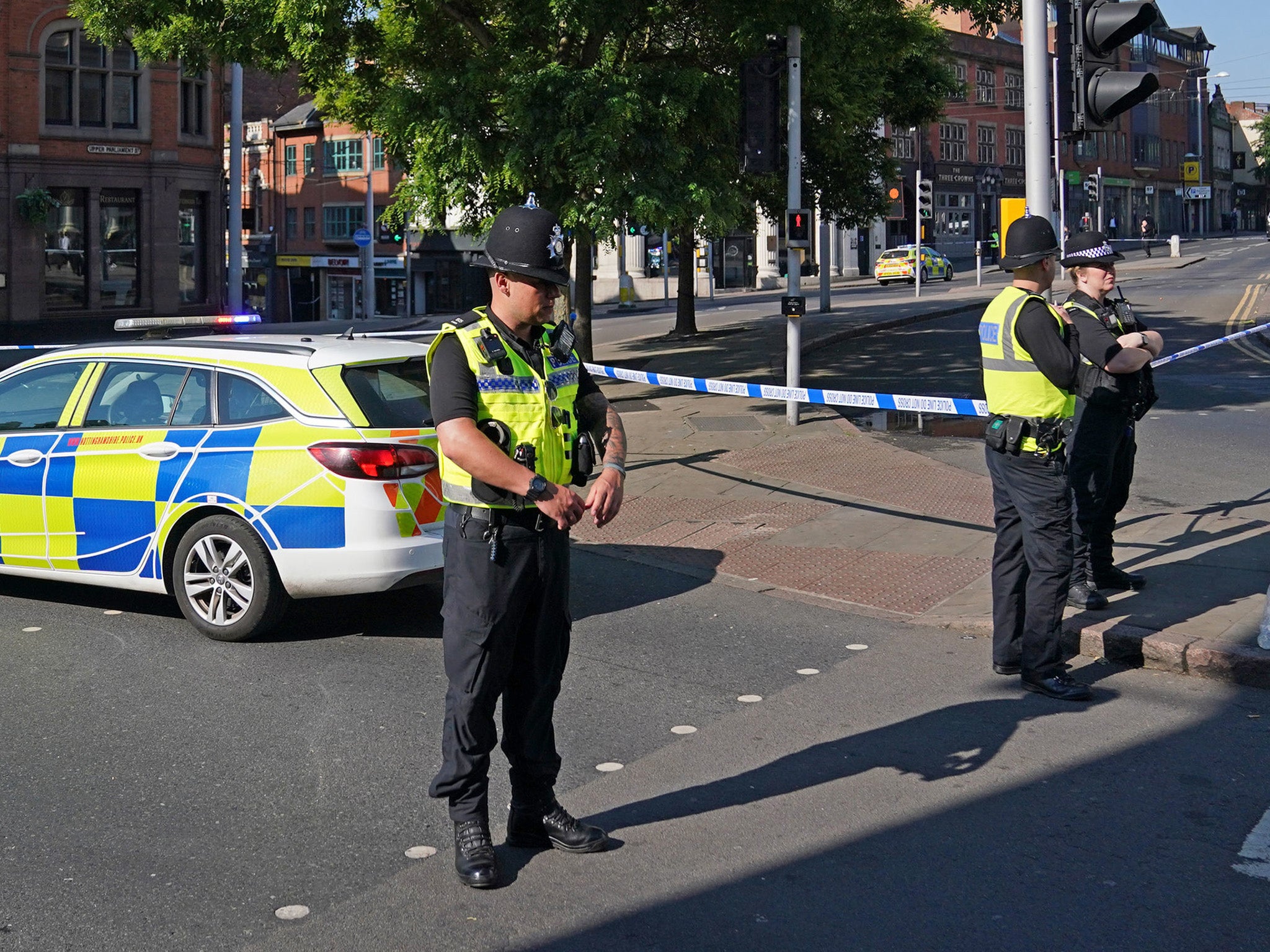 Police officers are stationed across several locations around Nottingham city centre