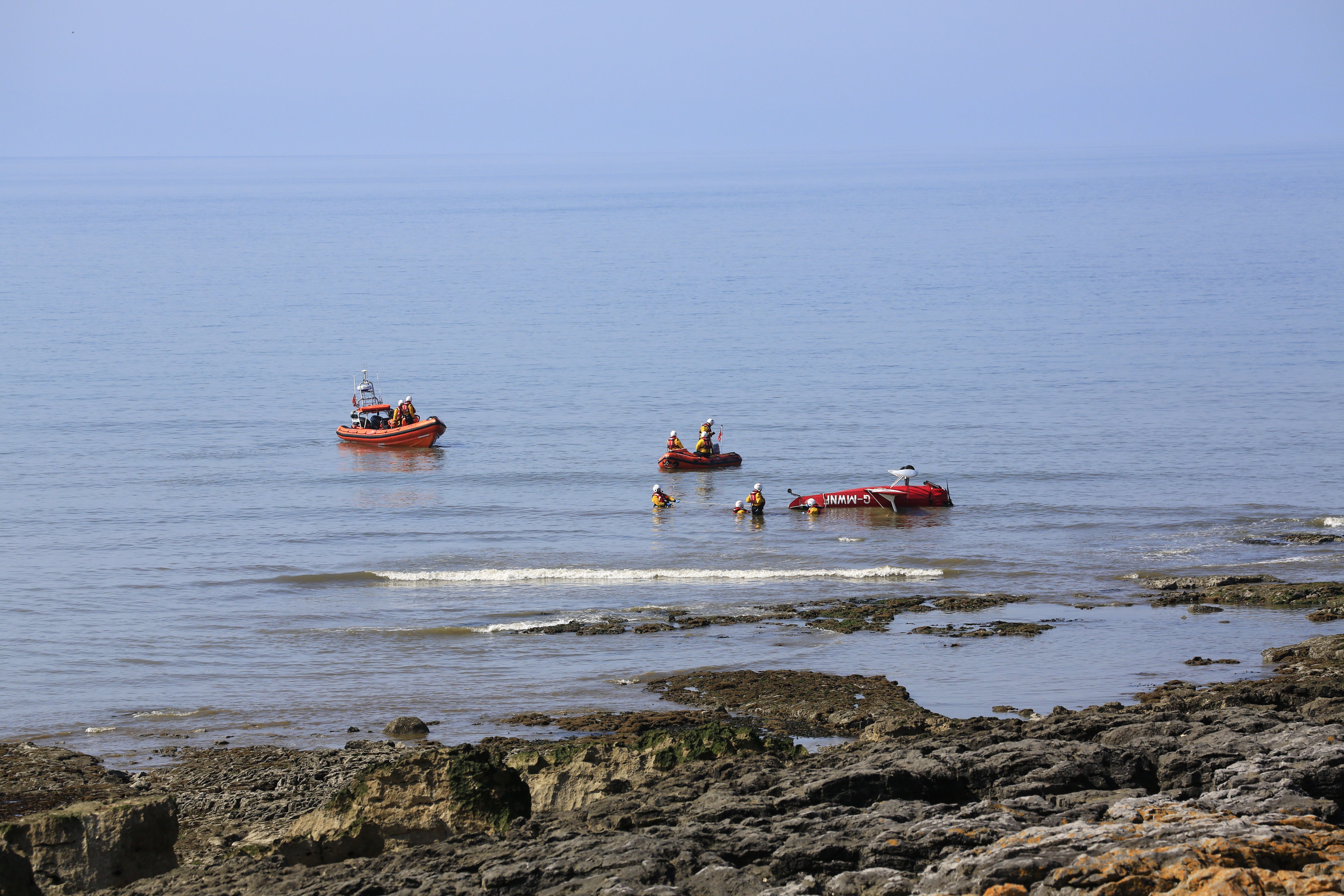 Porthcawl RNLI crews on the scene (RNLI/Chris Page/PA)