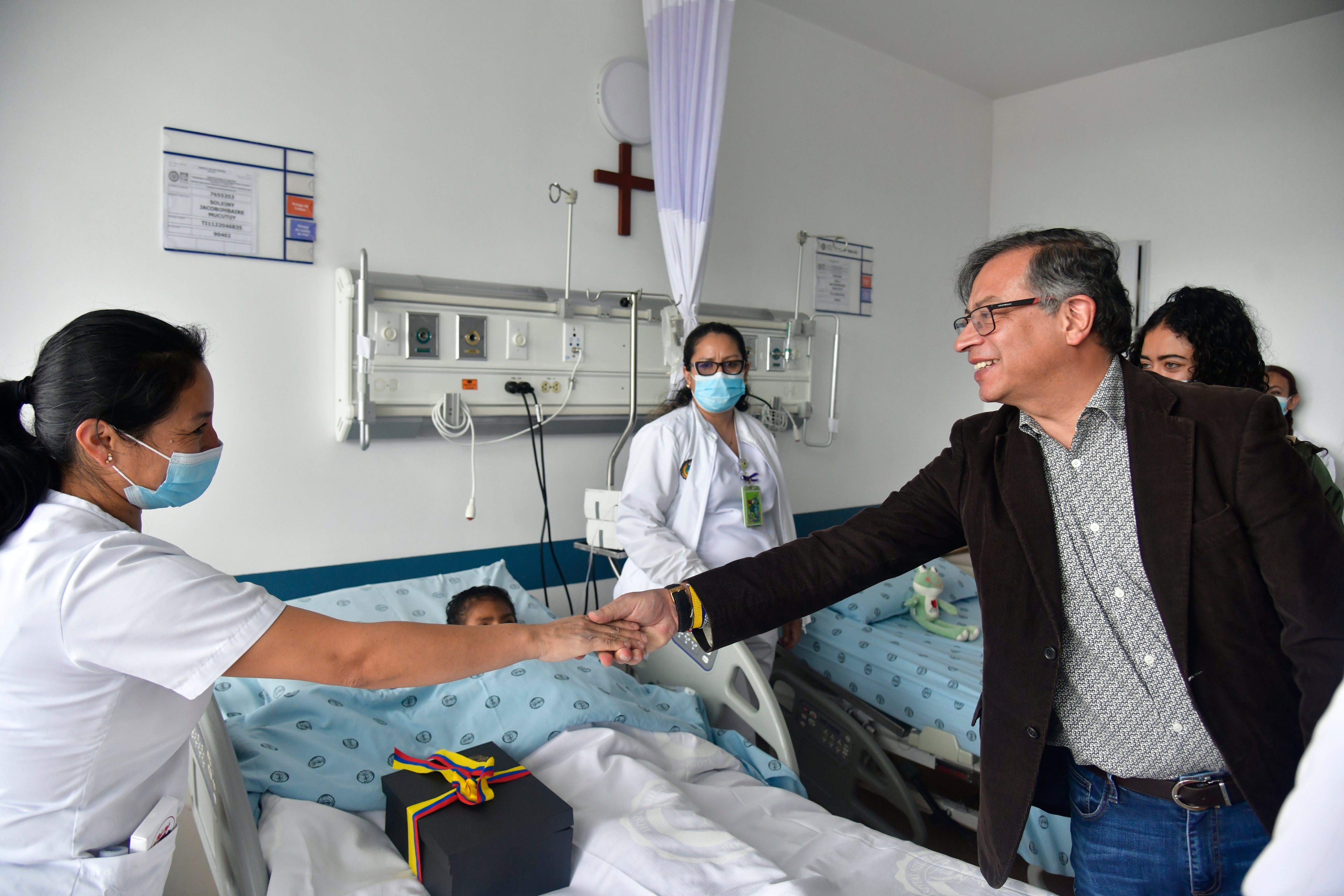 Colombia President Gustavo Petro visits the children after they were rescued