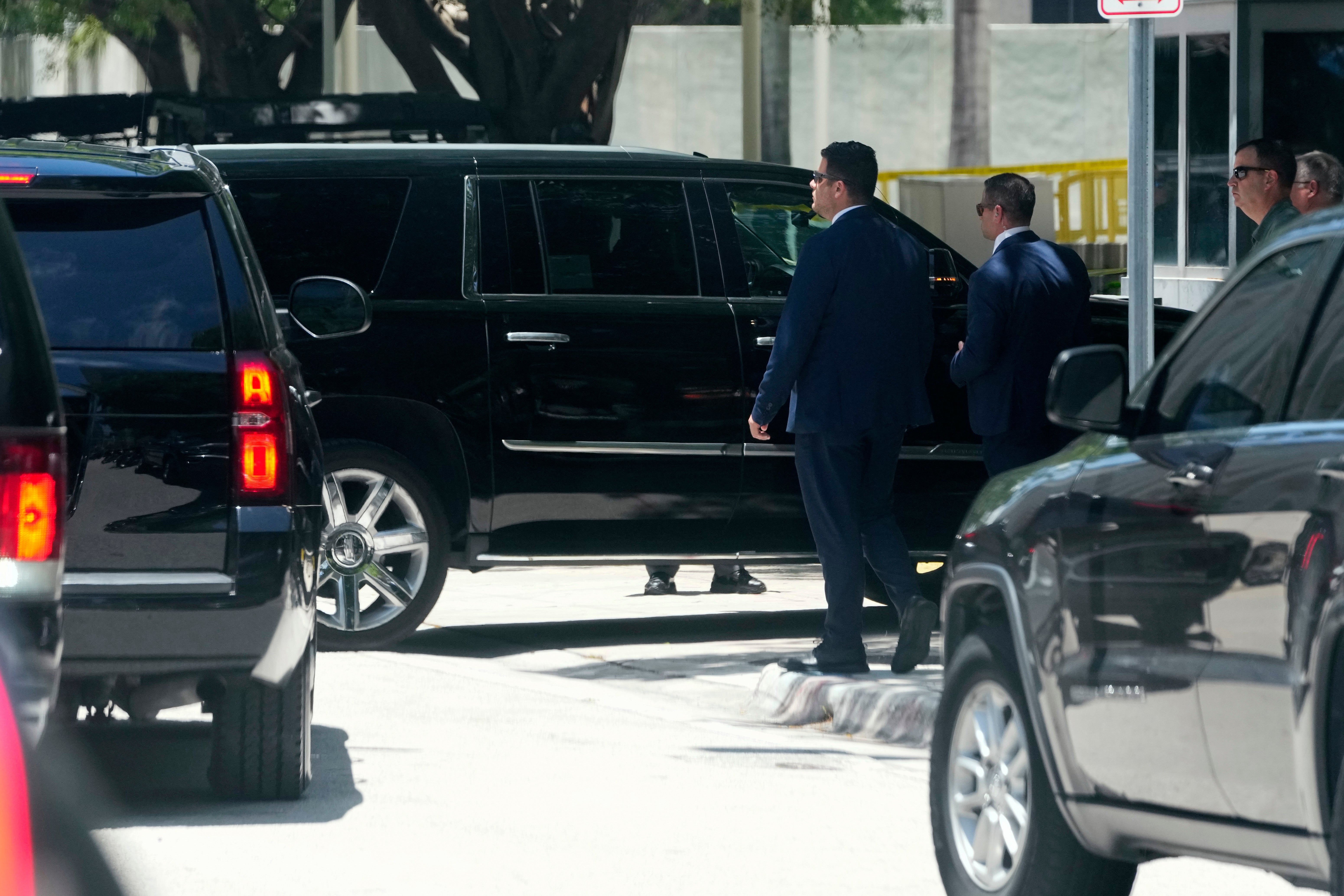 Donald Trump’s motorcade arrived at a federal courthouse in Miami to face a 37-count indictment accusing him of illegally retaining national defence documents at his Mar-a-Lago estate.