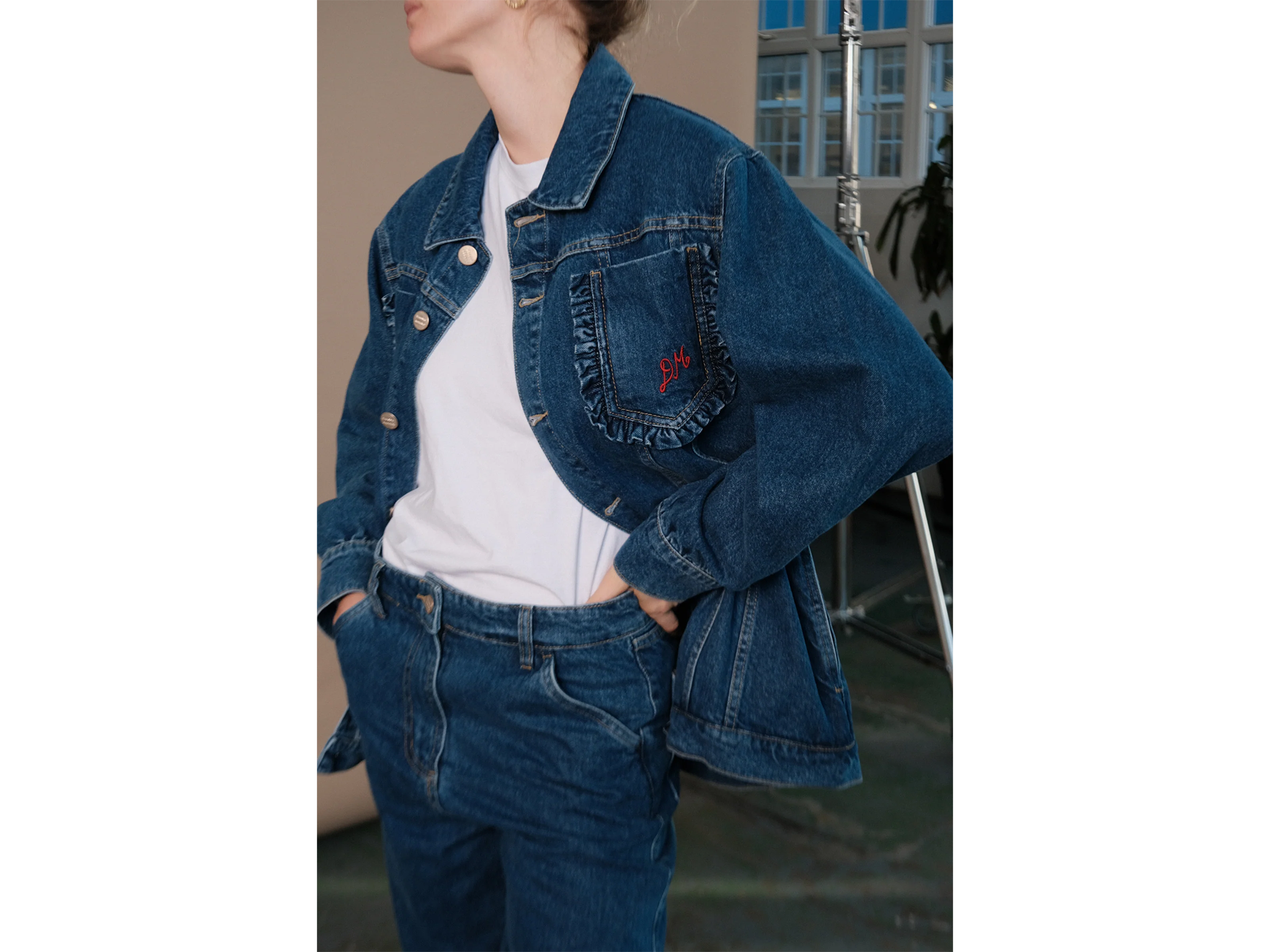 Damson Madder frilly fin denim jacket 