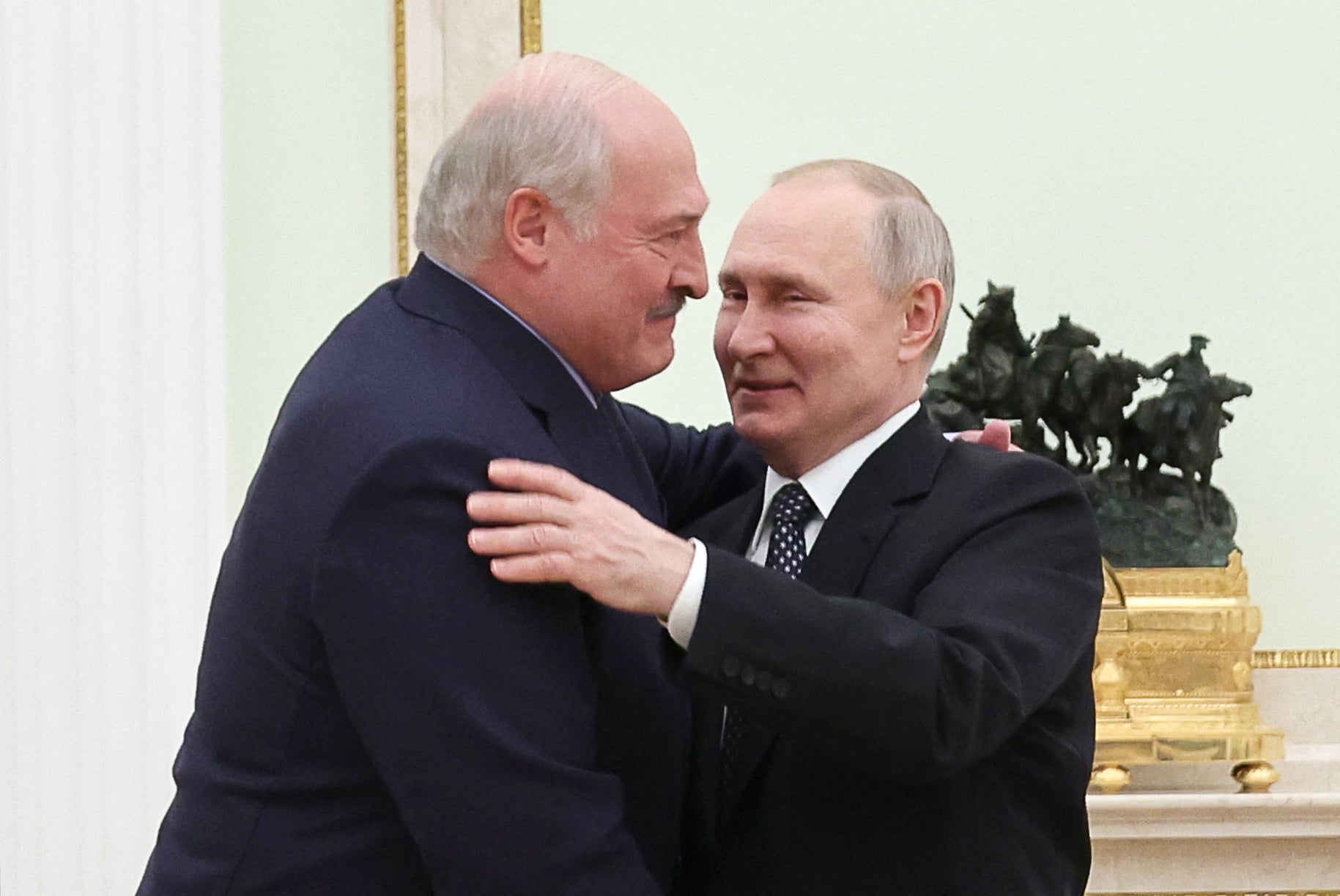 Vladimir Putin meets with the Belarusian president Alexander Lukashenko at the Kremlin in Moscow