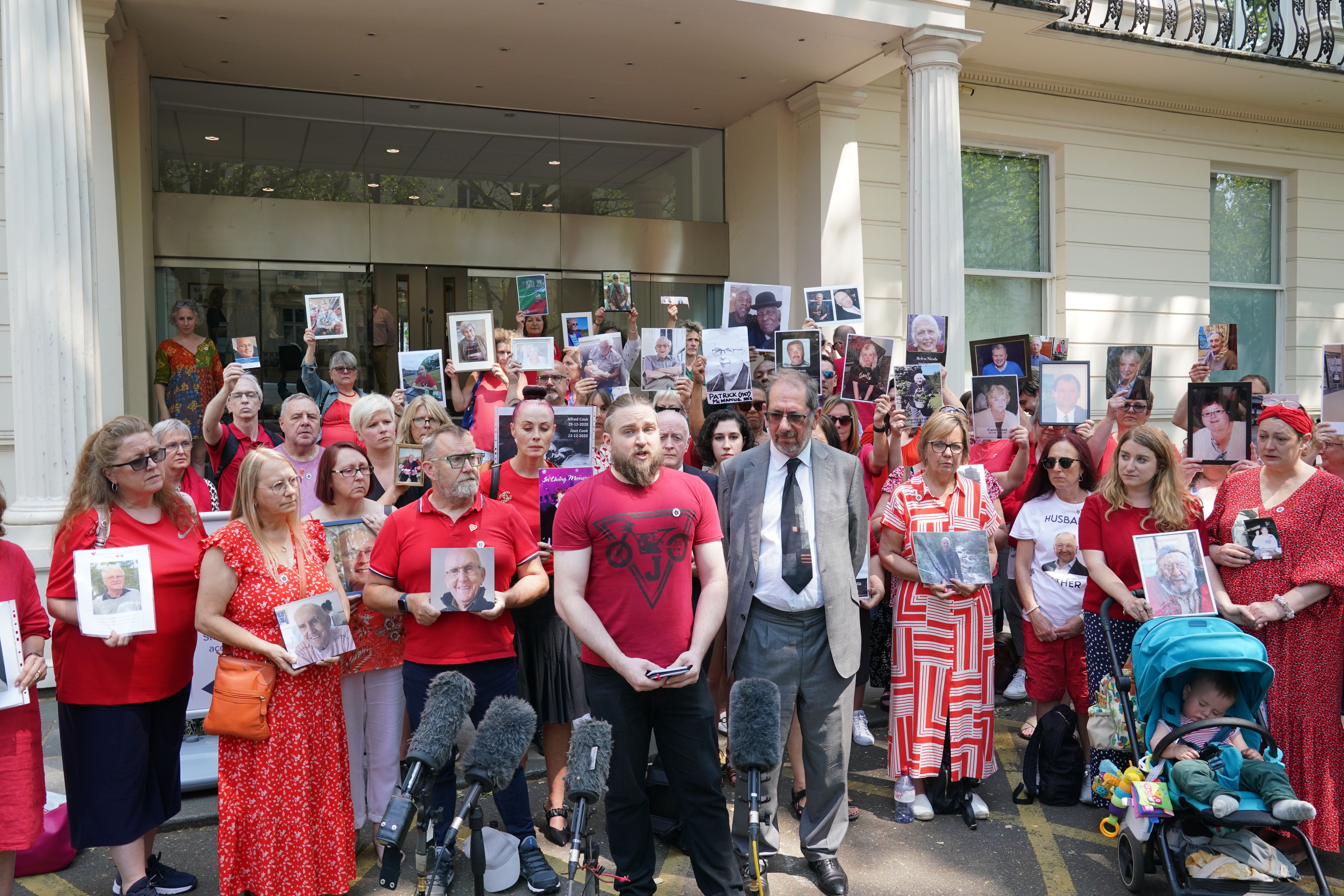 Covid Bereaved Families For Justice outside the inquiry in June