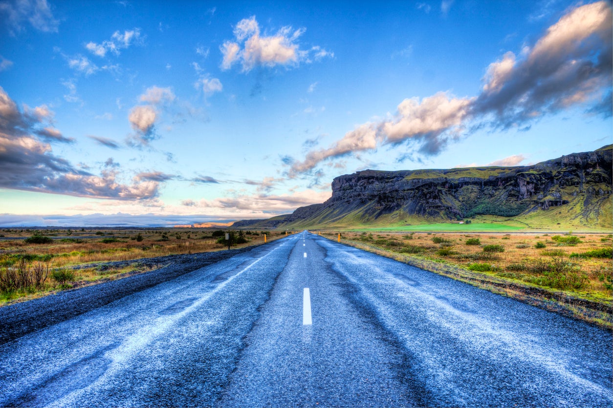 Sunsrise on a section of Iceland’s ring road