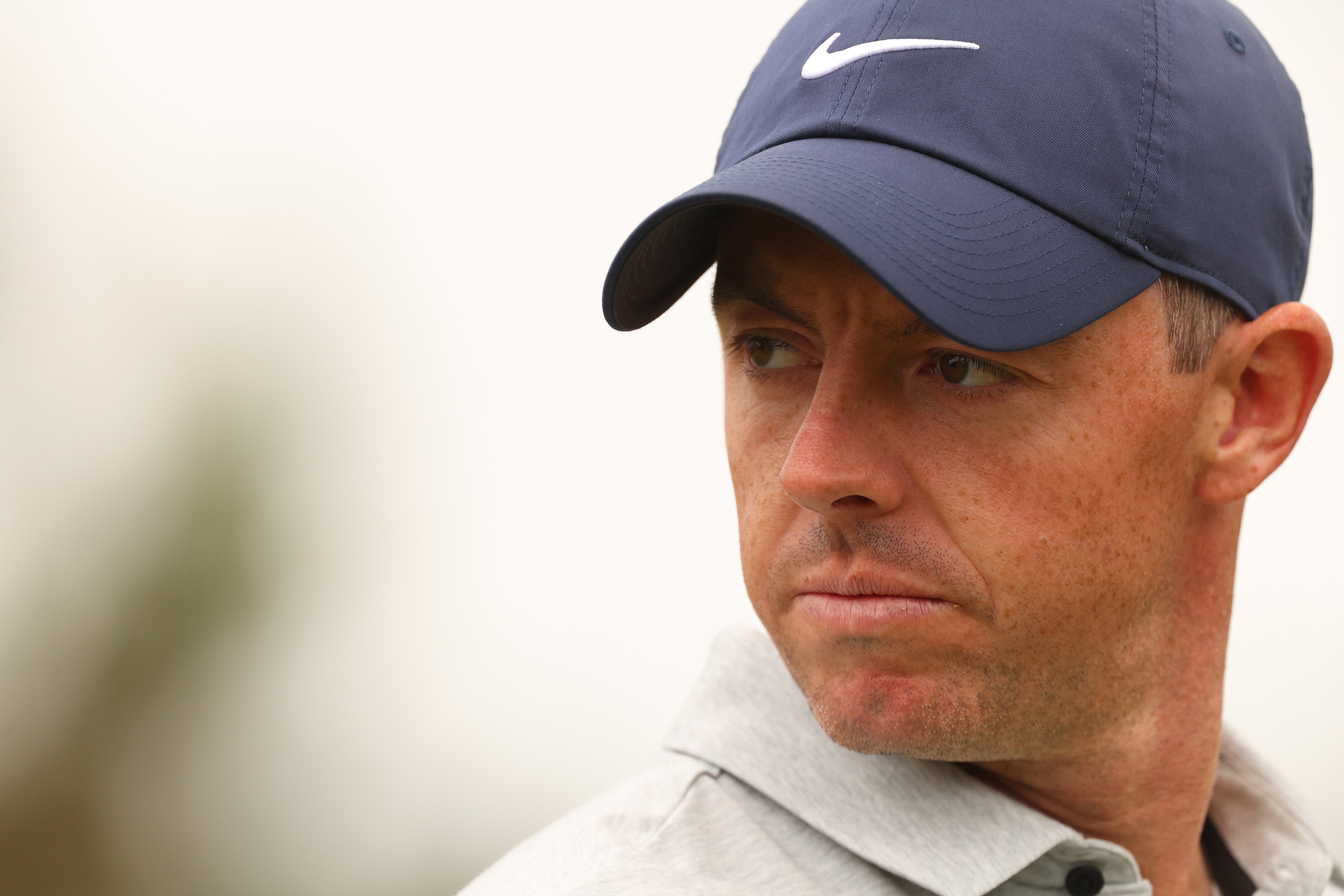 Rory McIlroy of Northern Ireland looks on during a practice round prior to the US Open