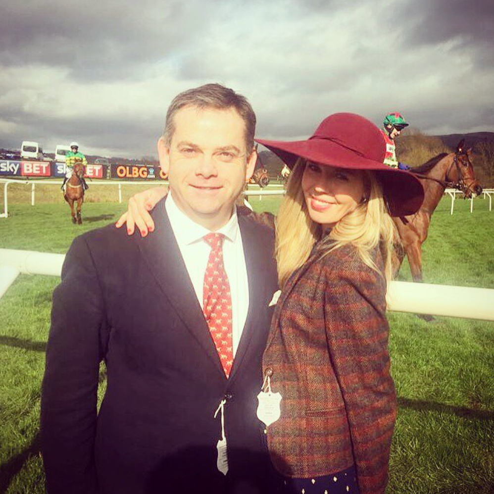 Carrie Johnson and Nigel Adams at Cheltenham Racecourse