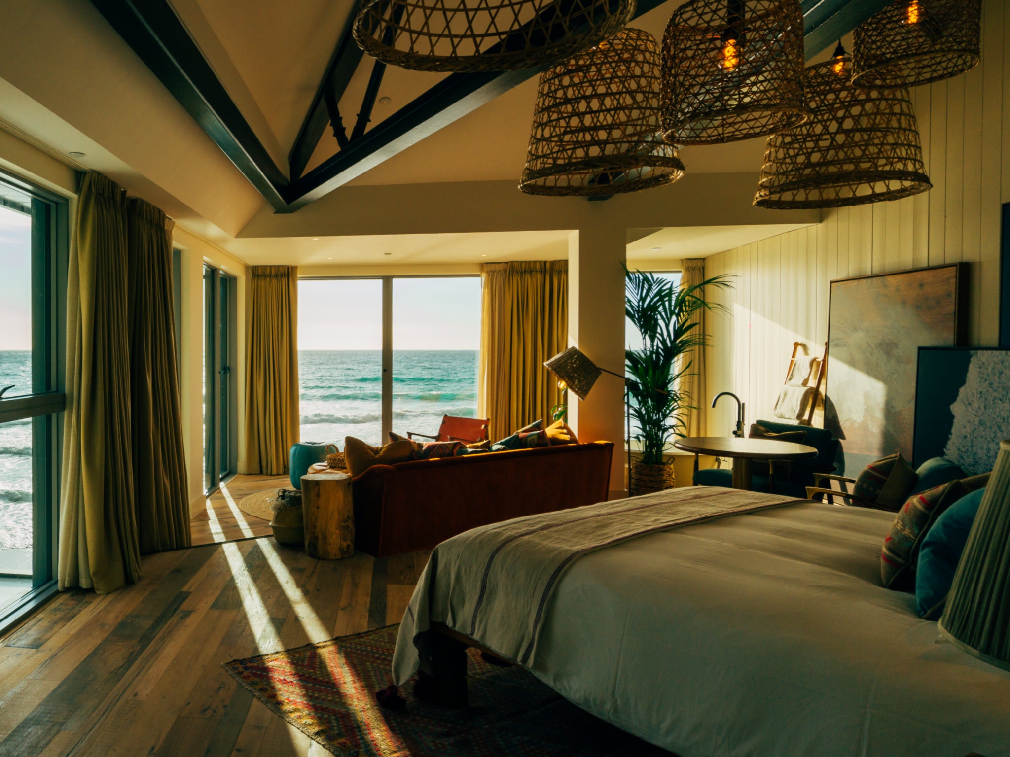 Atlantic views fill the huge windows, so you can stay in bed and watch the sea