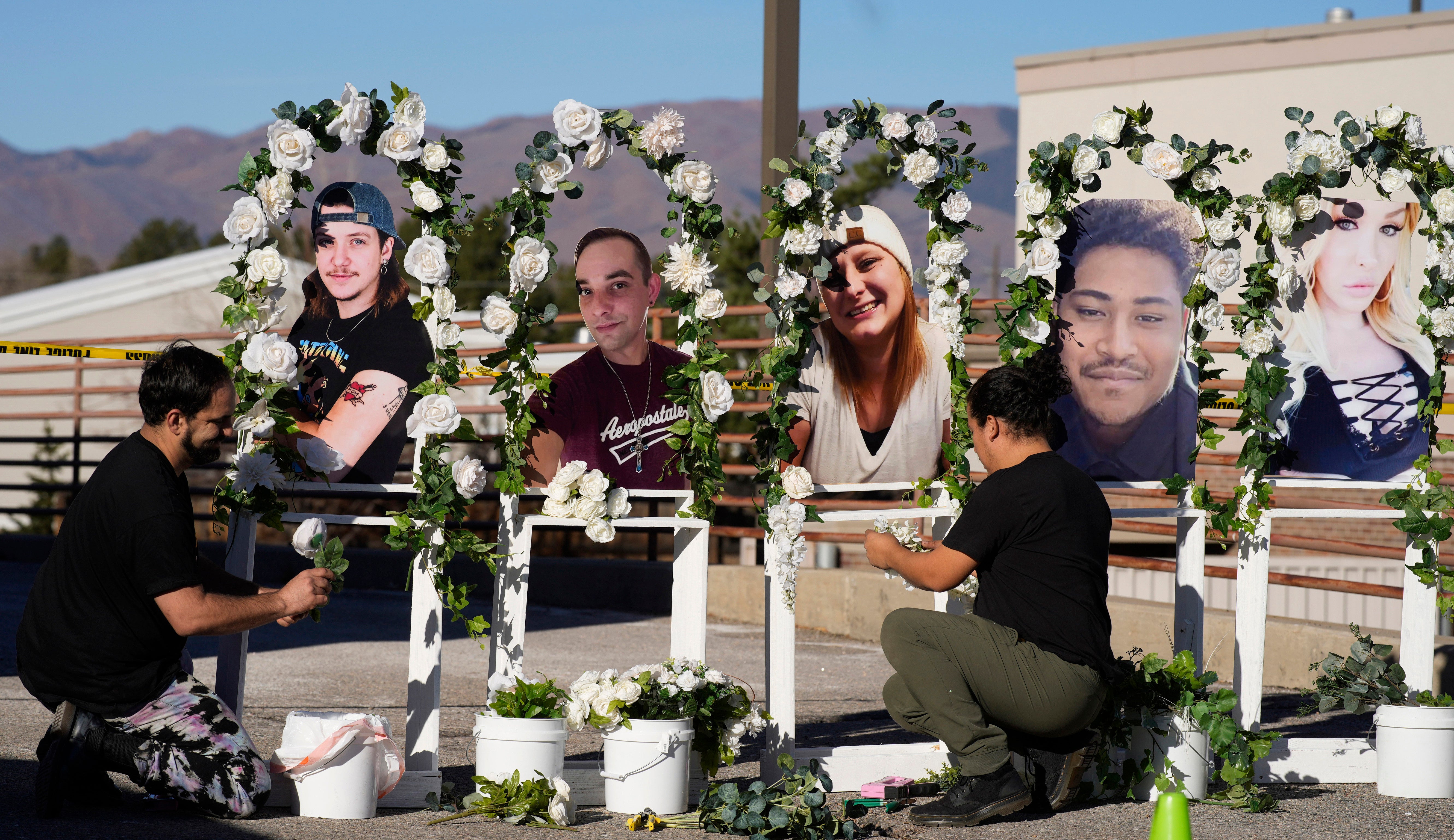 A memorial for the victims killed in the 19 November mass shotting at Club Q in Colorado Springs