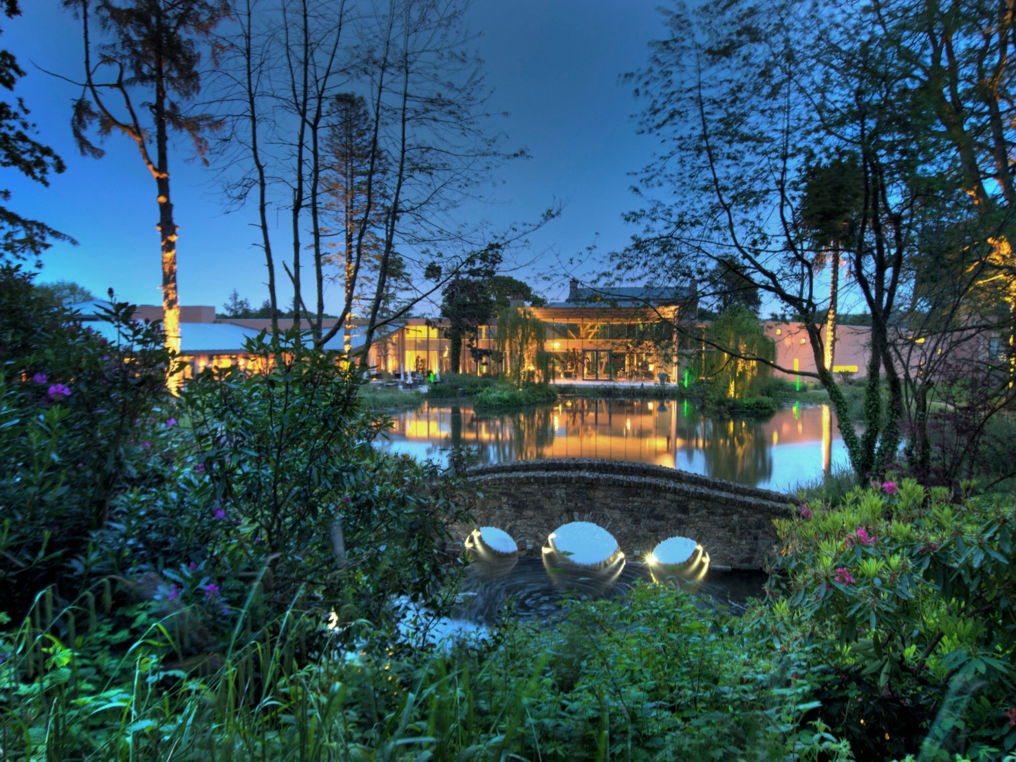 The adults-only Monart hotel has a giant sauna with floor-to-ceiling views of the landscaped gardens