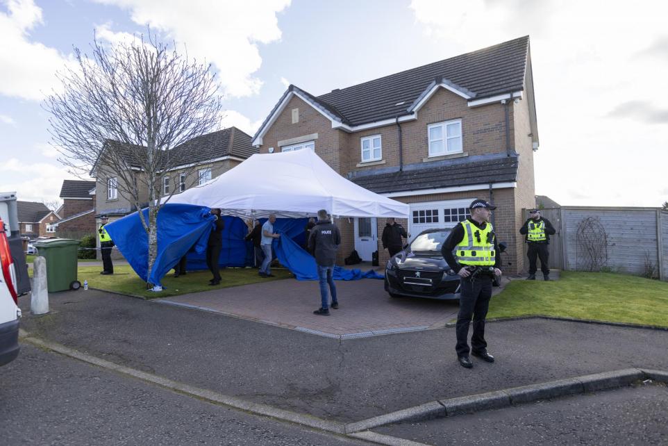 Police outside Nicola Sturgeon’s home following arrest of husband Peter Murrell