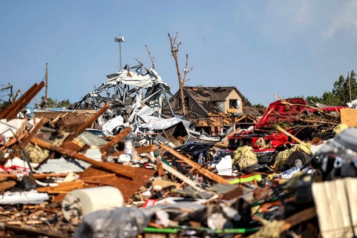 Debris covers a residential area in Perryton