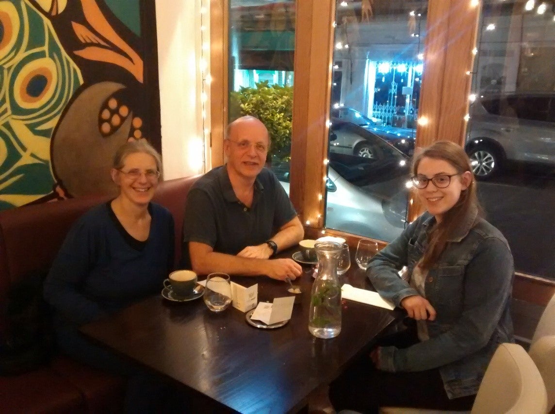 Former NHS mental health worker Mrs Abrahart and former university professor husband with their daughter in Bristol