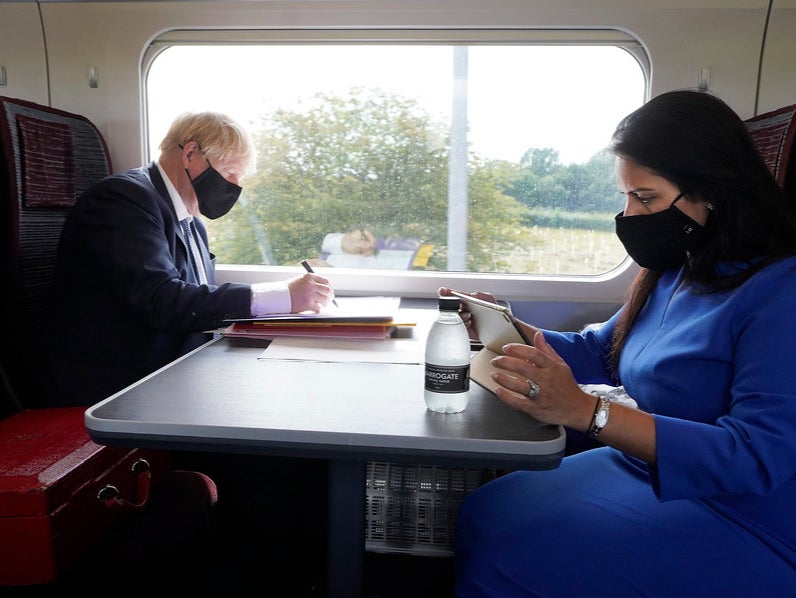 Boris Johnson and Priti Patel on journey from North Yorkshire to London in July 2020