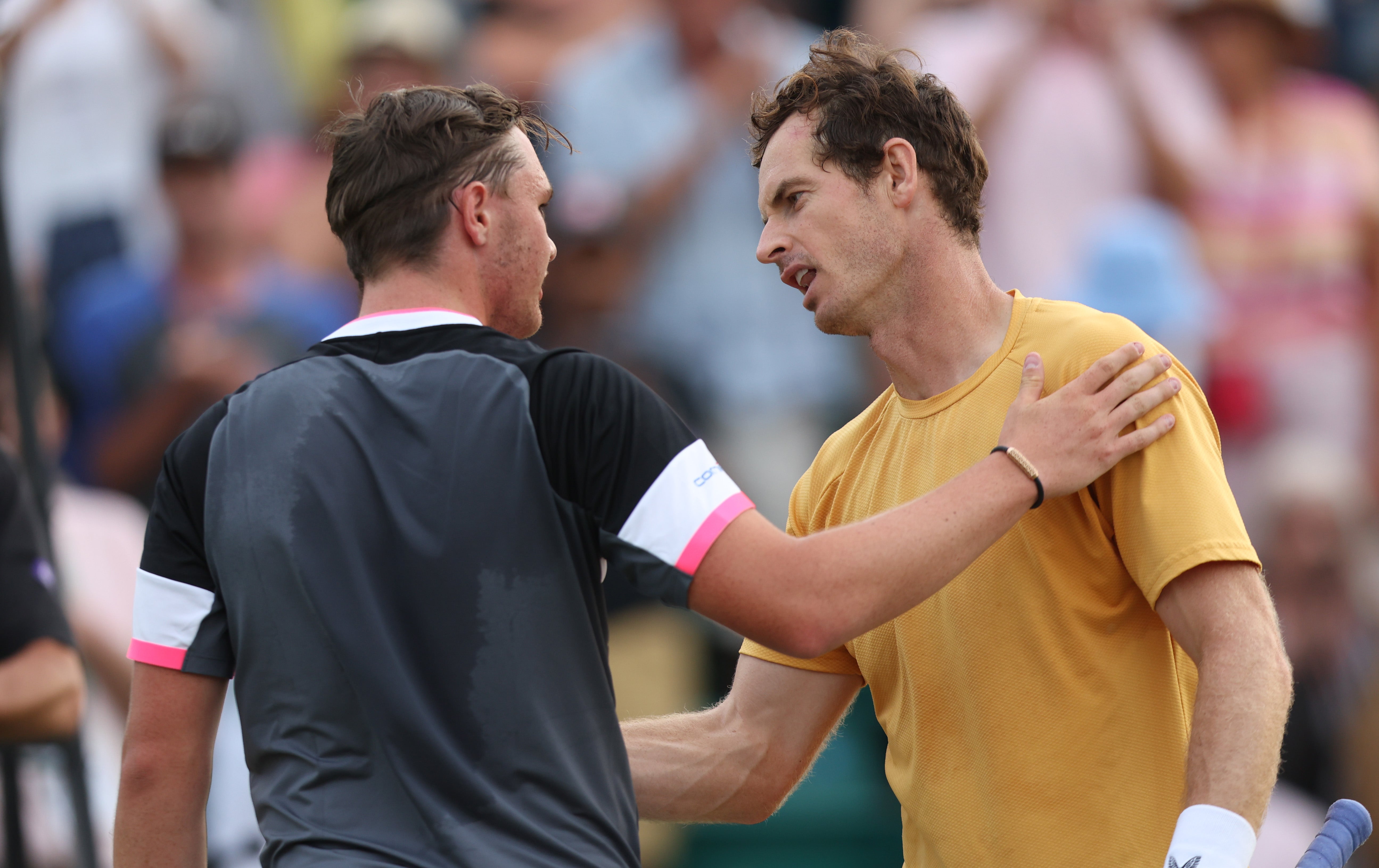 Andy Murray battled past Dominic Stricker in the quarter-finals in Nottingham