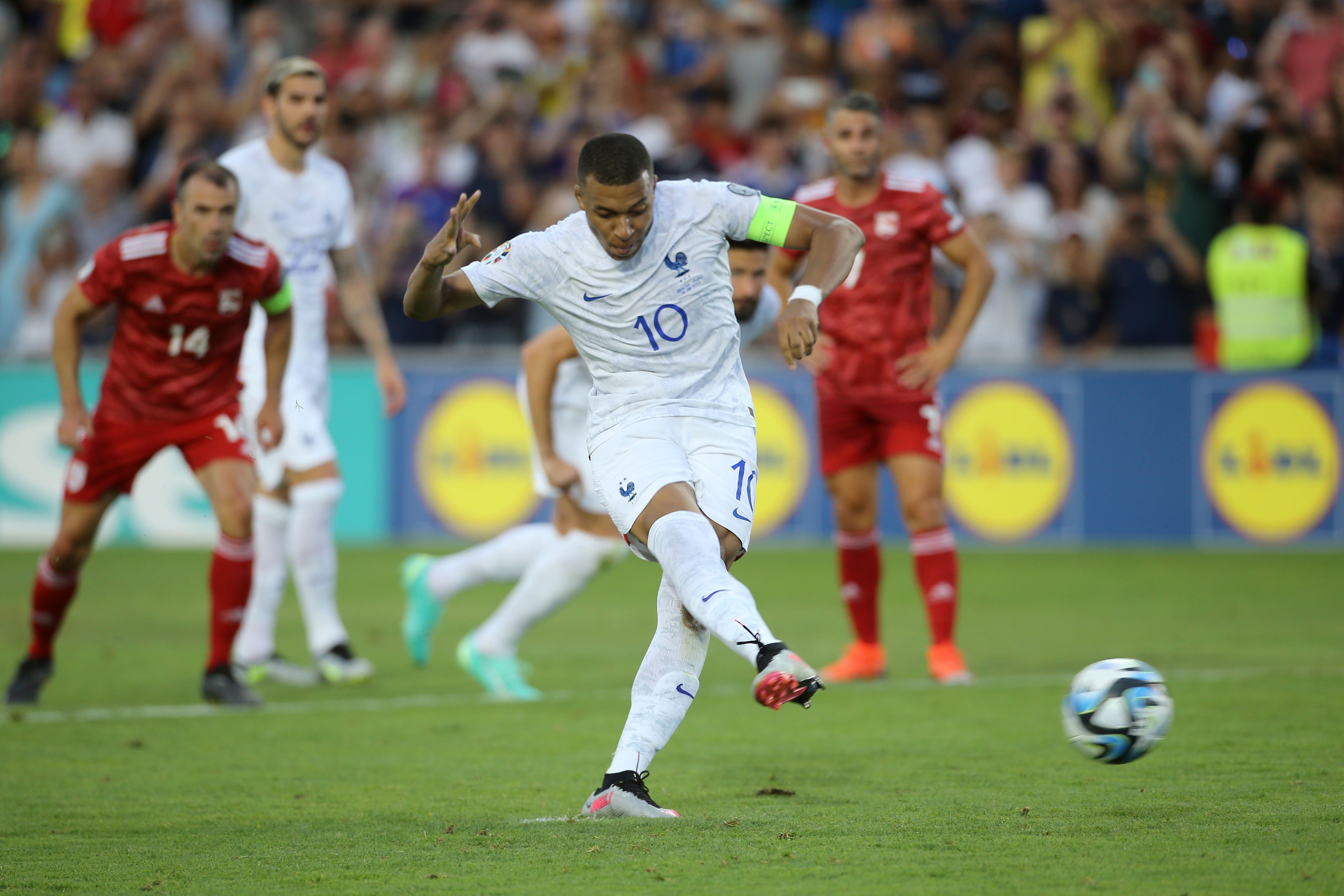 Kylian Mbappe scored a penalty for France (Joao Matos/AP)