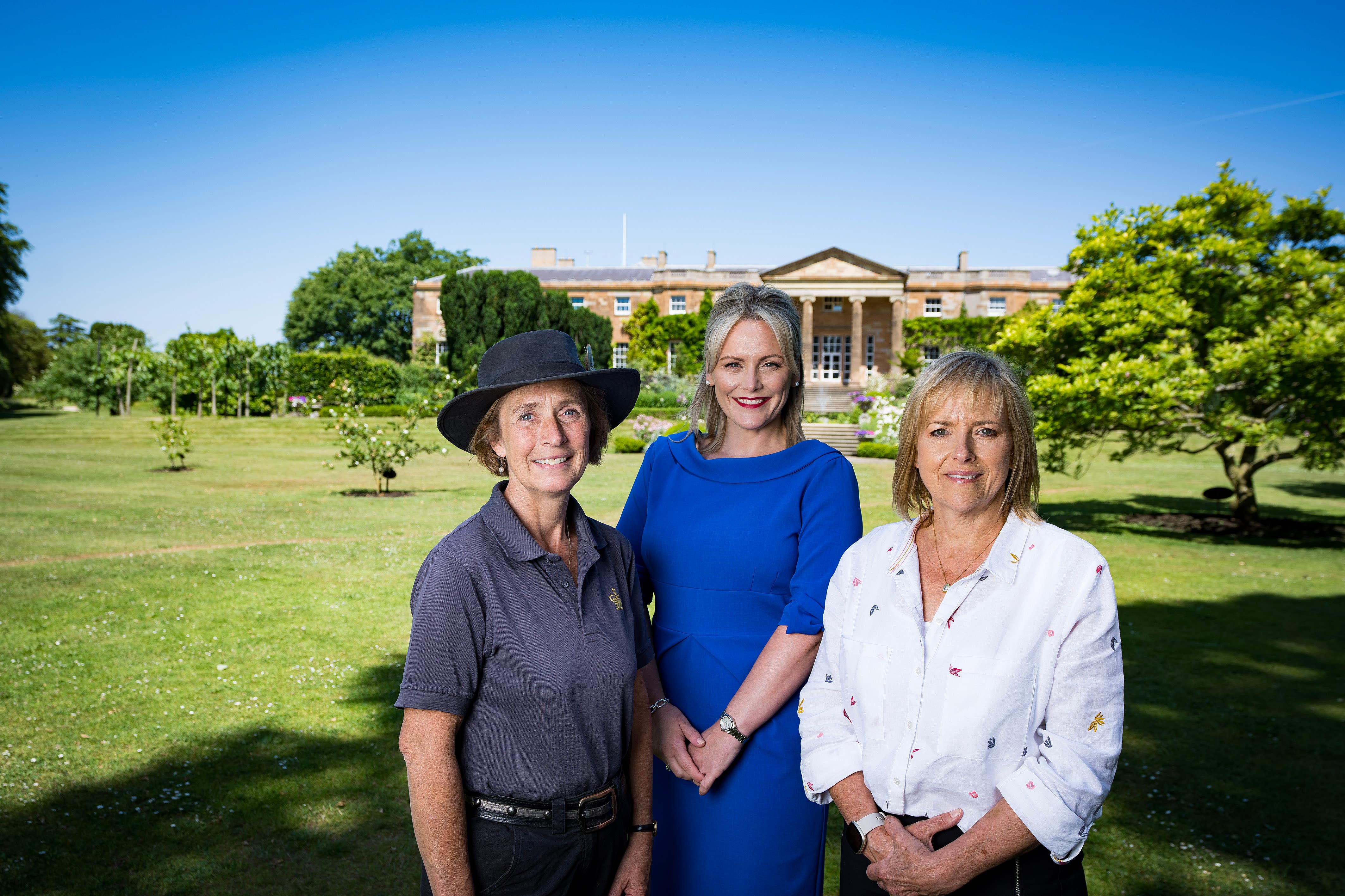 Head gardener at Hillsborough Castle Claire Woods, head of Hillsborough Castle Laura McCorry and castle steward Kim Diver have been recognised in the King’s Birthday Honours (Historic Royal Palaces/PA)