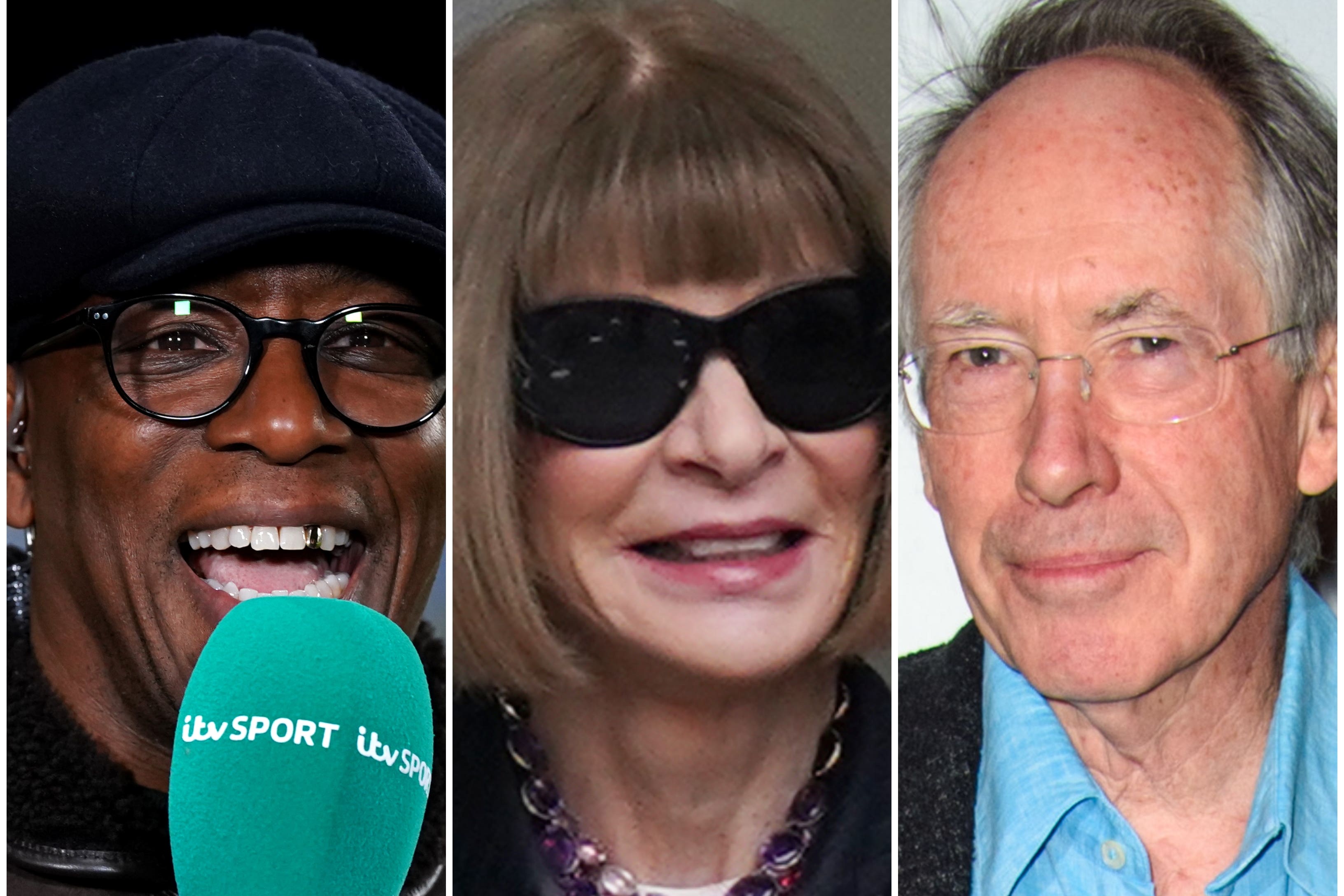 Ian Wright, Dame Anna Wintour and Ian McEwan lead the Honours list (PA)