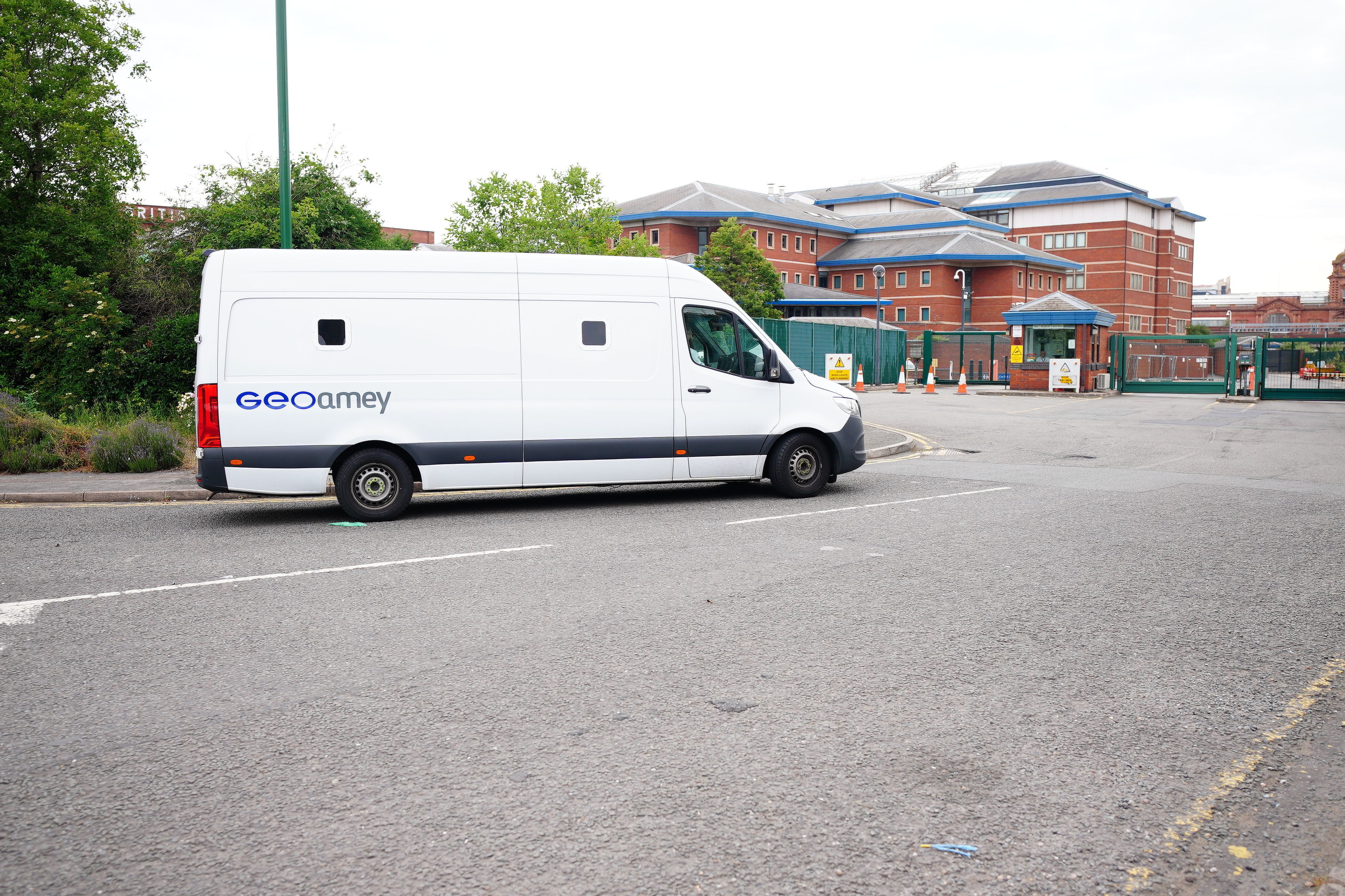 A prison van arrives at Nottinghamshire Magistrates’ Court