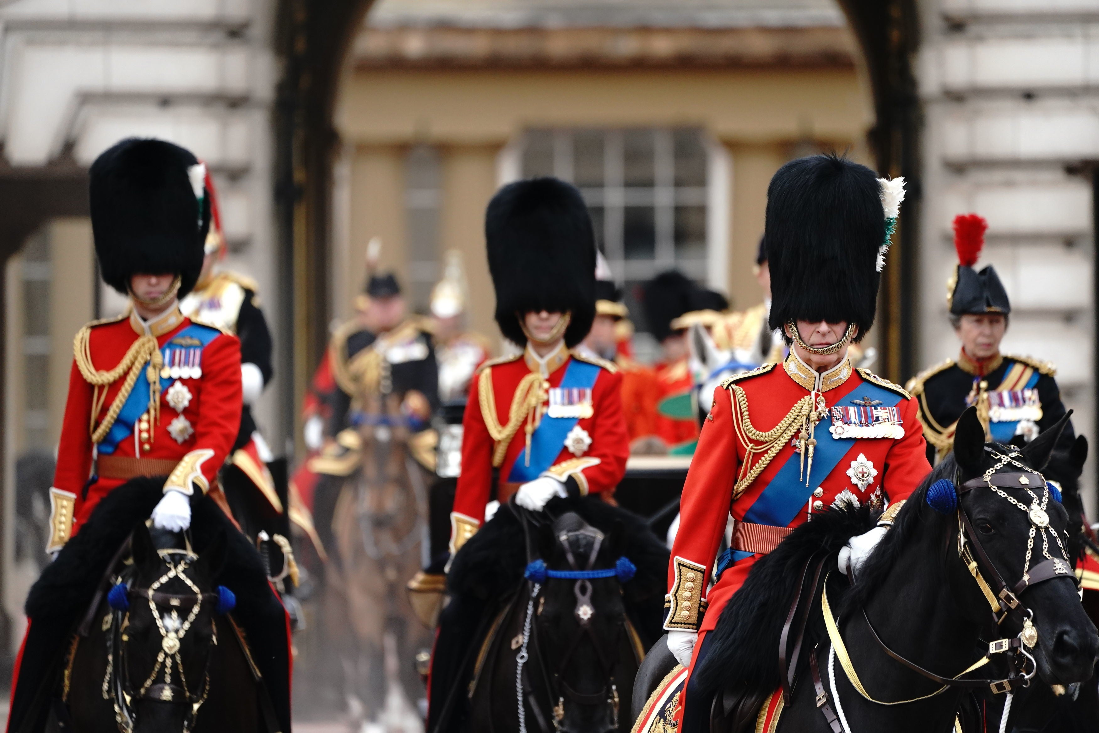 The Prince of Wales, the Duke of Edinburgh, King Charles III and the Princess Royal depart Buckingham Palace for the Trooping the Colour ceremony