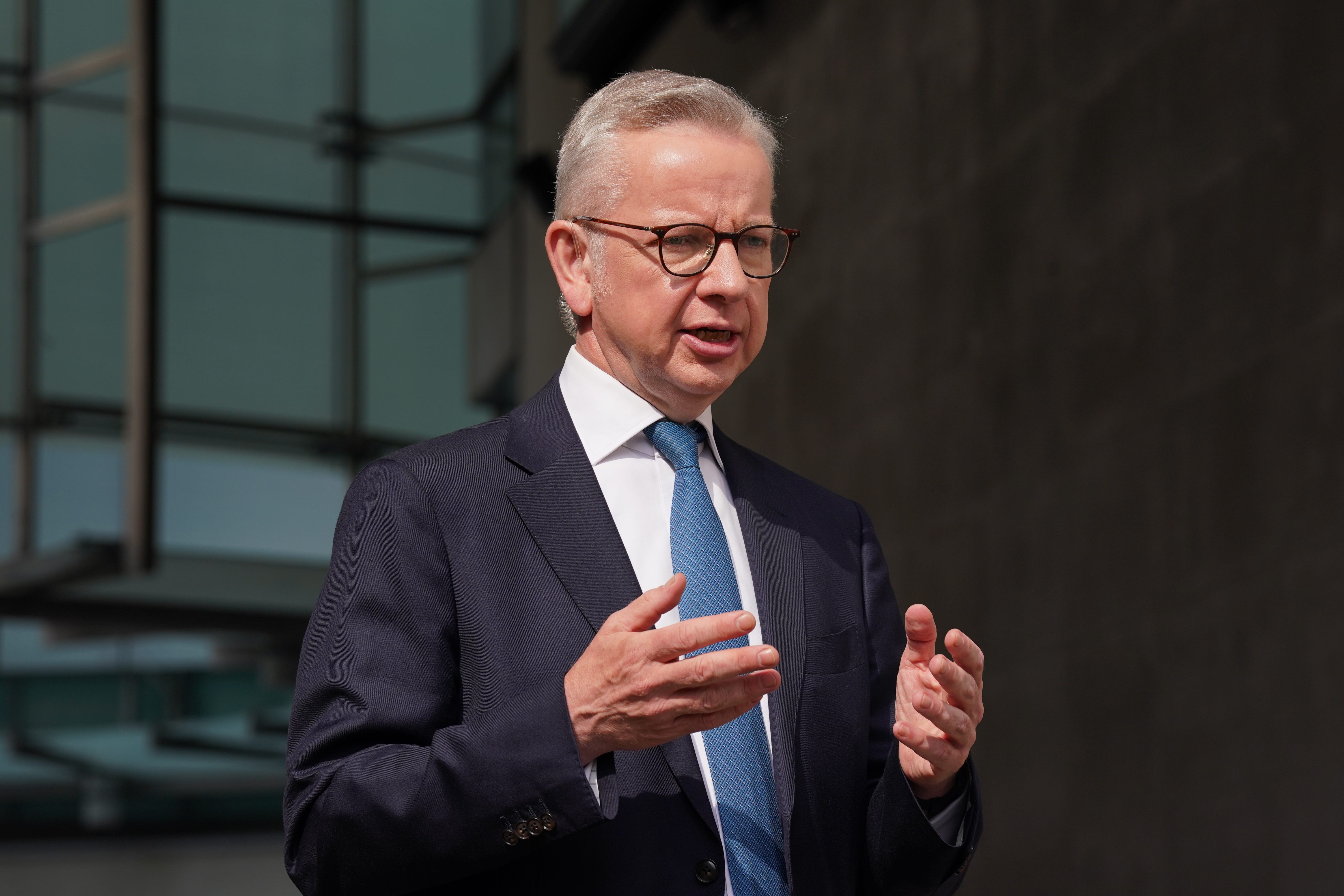 Michael Gove speaks to the media outside BBC Broadcasting House (Lucy North/PA)