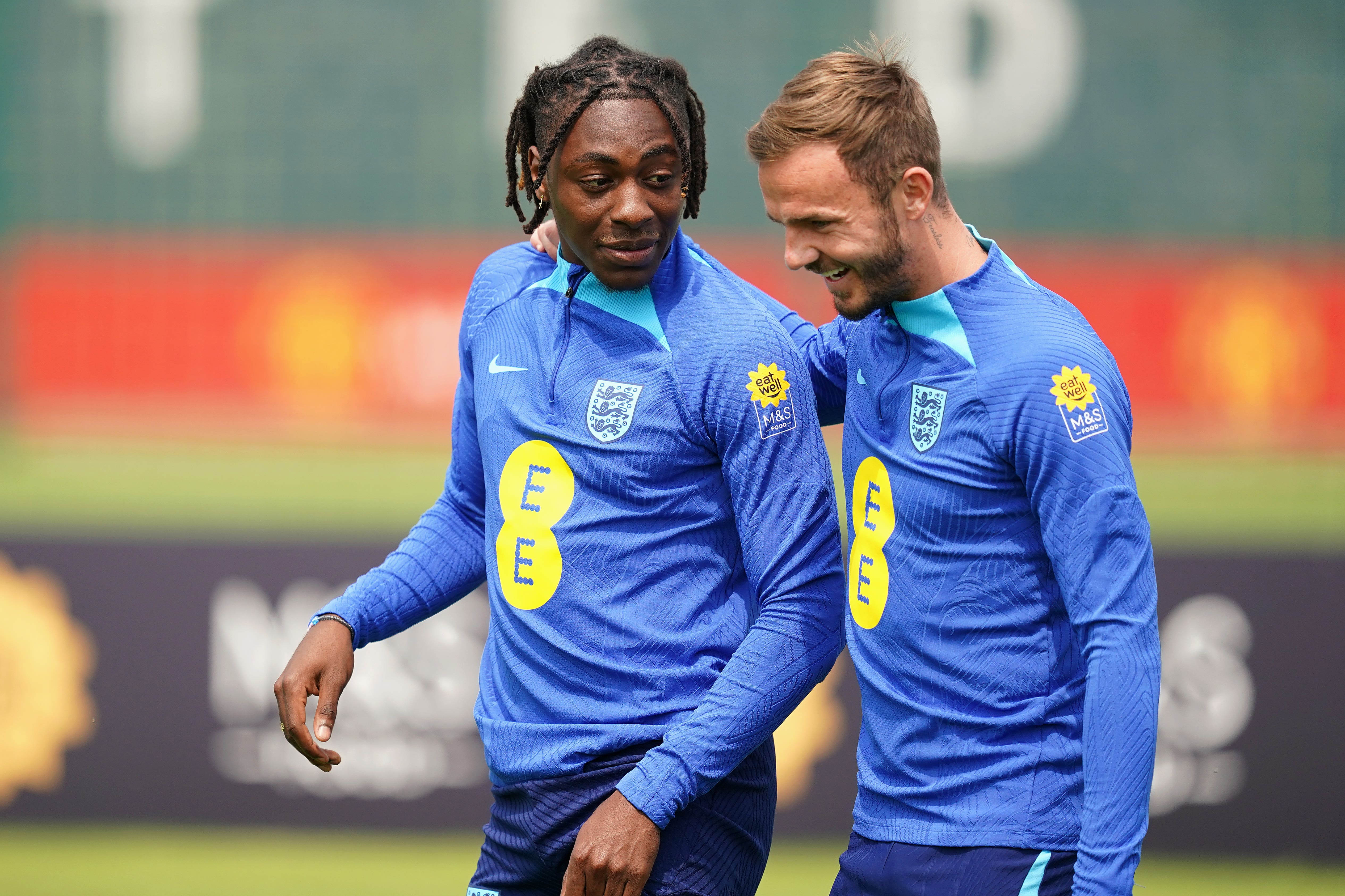 Eberechi Eze (left) will battle with James Maddison (right) for a starting spot (Martin Rickett/PA)