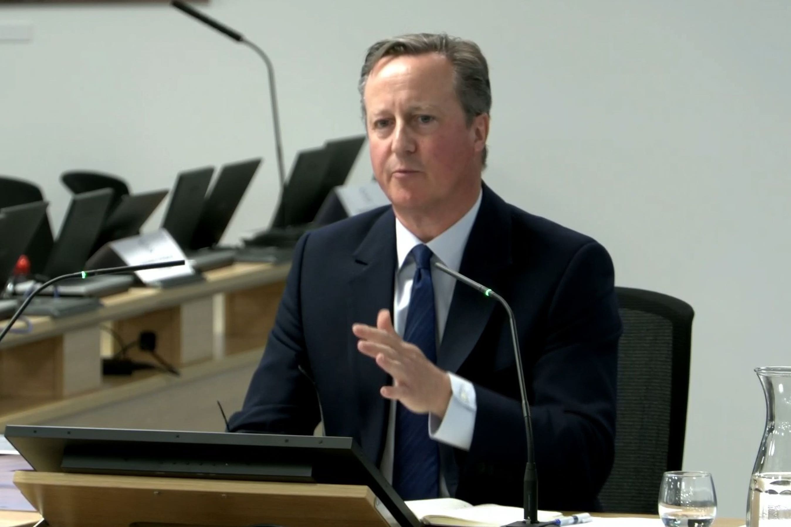 Former prime minister David Cameron giving evidence to the UK Covid-19 Inquiry