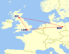 EasyJet tells passenger booked on Gatwick-Edinburgh flight to travel via Berlin after storms cancel services