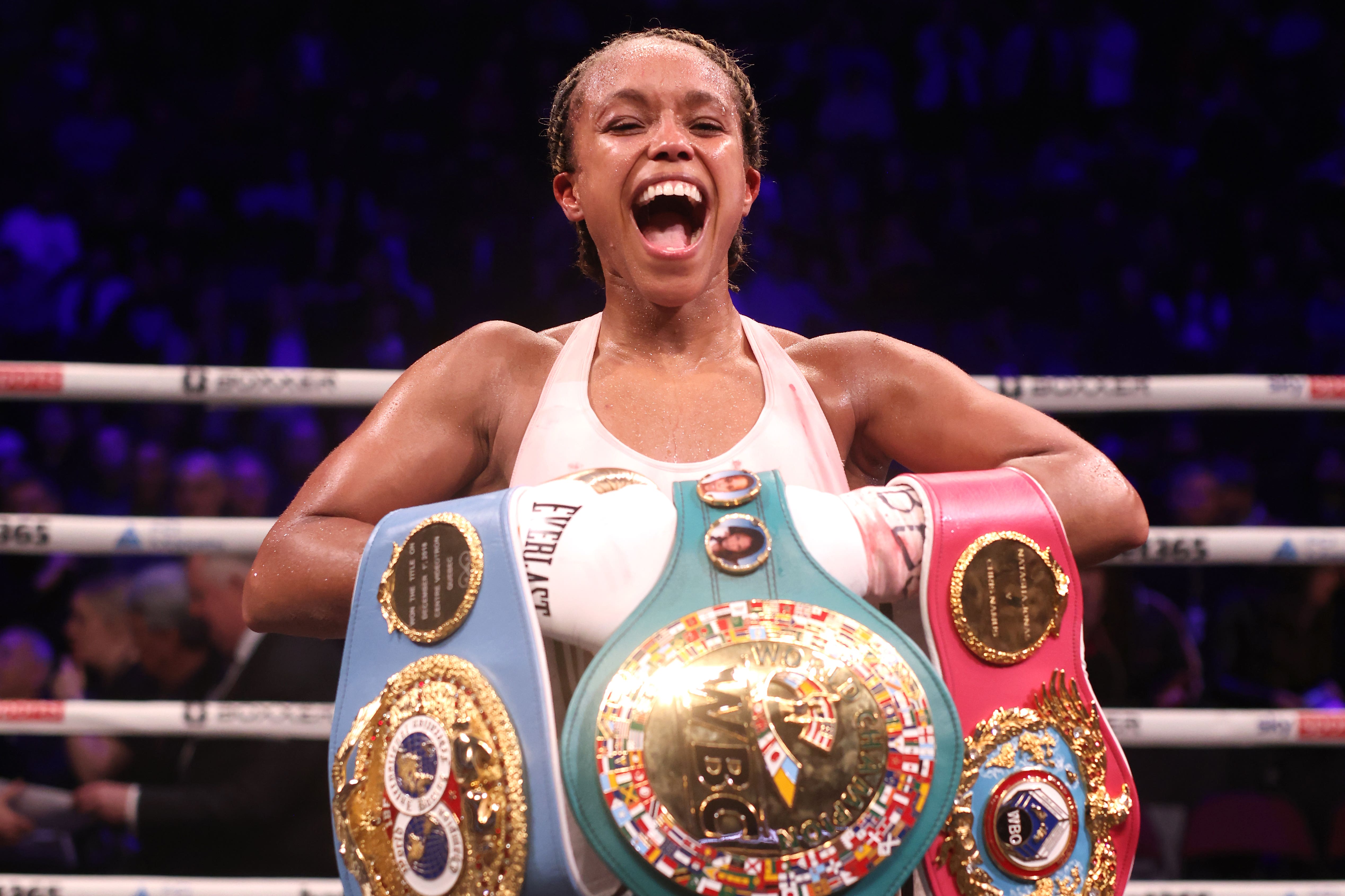 Natasha Jones has the WBC, IBF and WBO belts at super-welterweight (Ian Hodgson/PA).