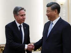 Blinken says US ‘doesn’t support Taiwan independence’ in visit to ease relations with China