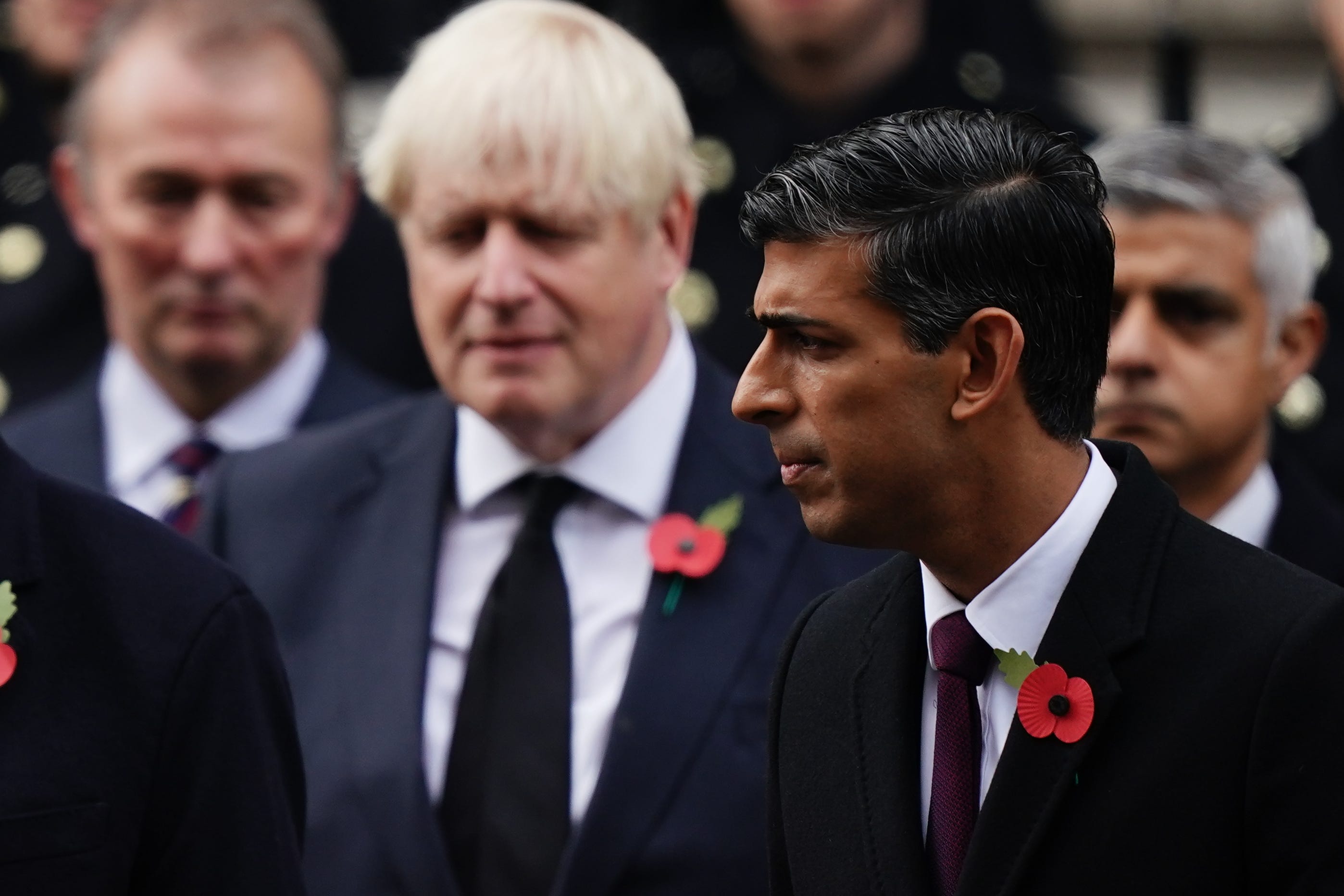 Former prime minister Boris Johnson and Prime Minister Rishi Sunak (Aaron Chown/PA)