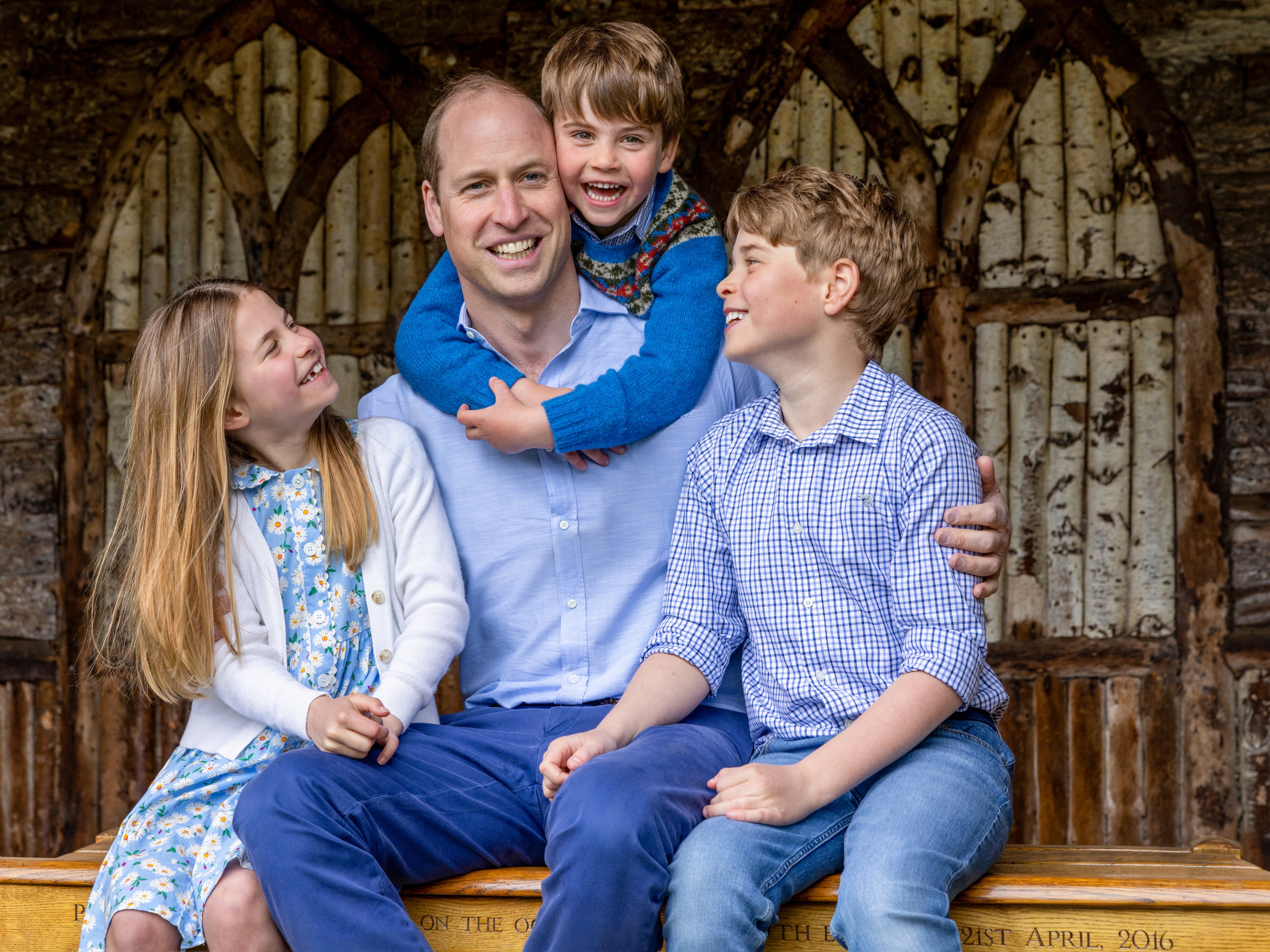 The Prince of Wales with his children Princess Charlotte, Prince Louis and Prince George on Father’s Day