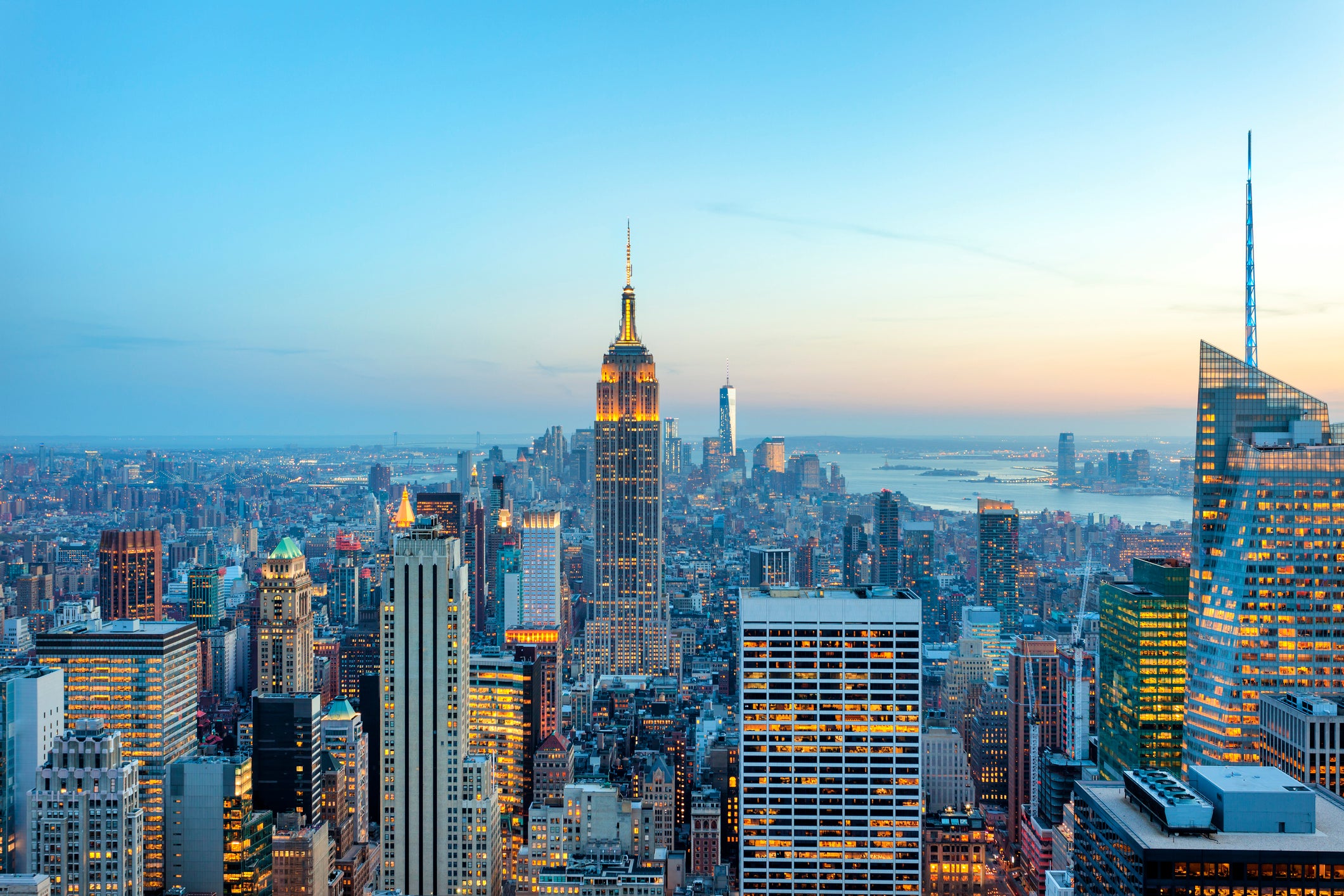 The Empire State Building, Times Square and the Statue of Liberty await