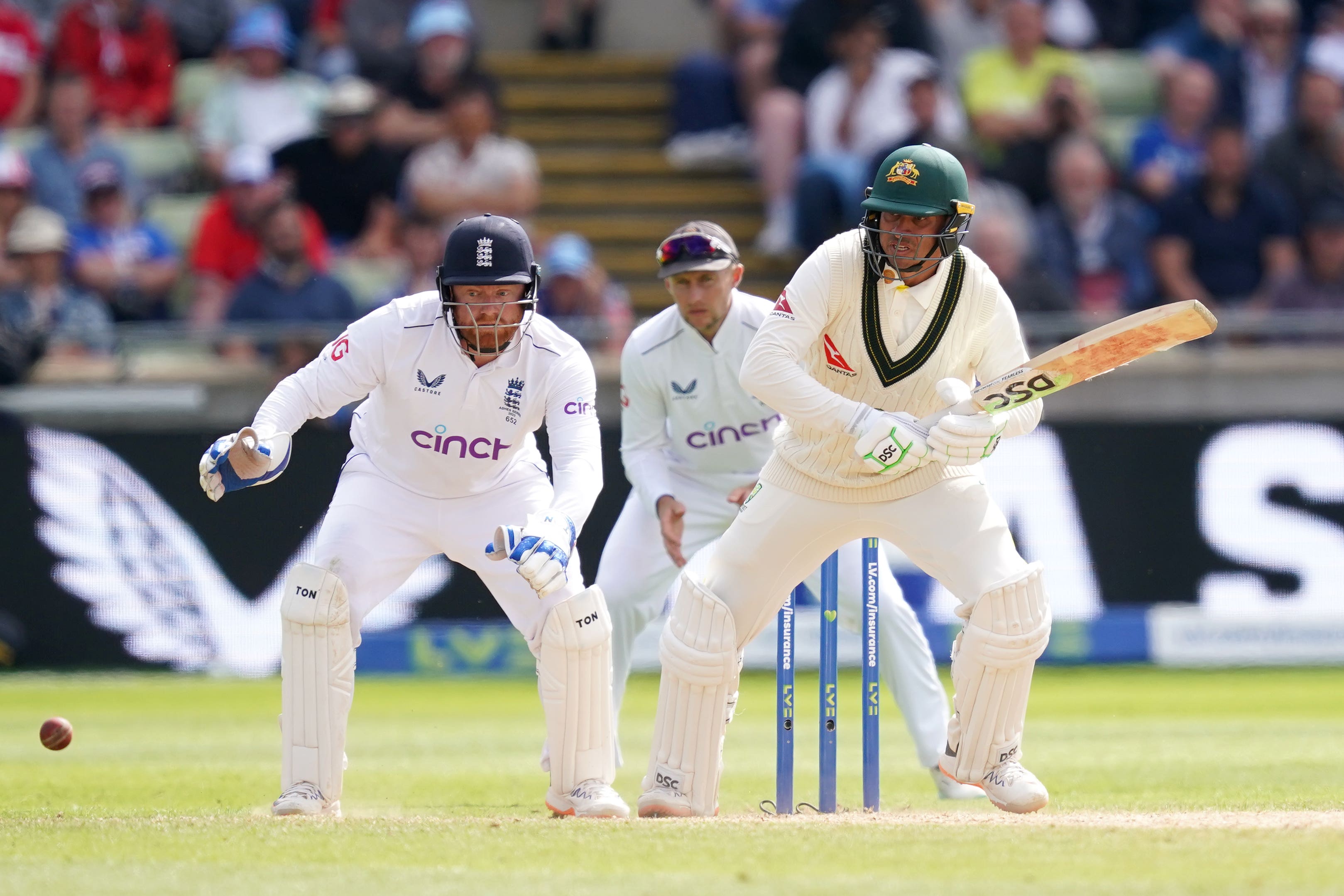 Australia’s Usman Khawaja during day five of the first Ashes Test at Edgbaston (Martin Rickett/PA)