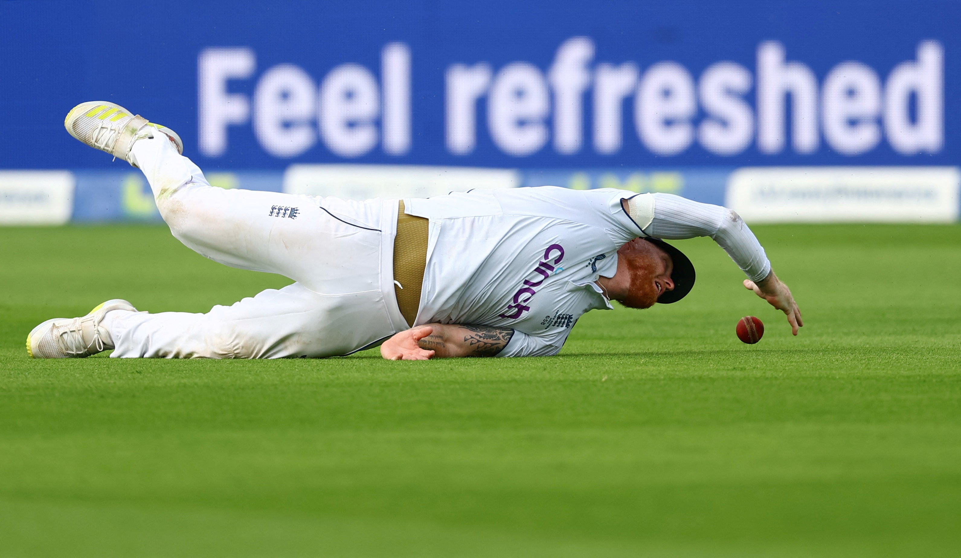 Ben Stokes spilled a difficult chase to dismiss Nathan Lyon