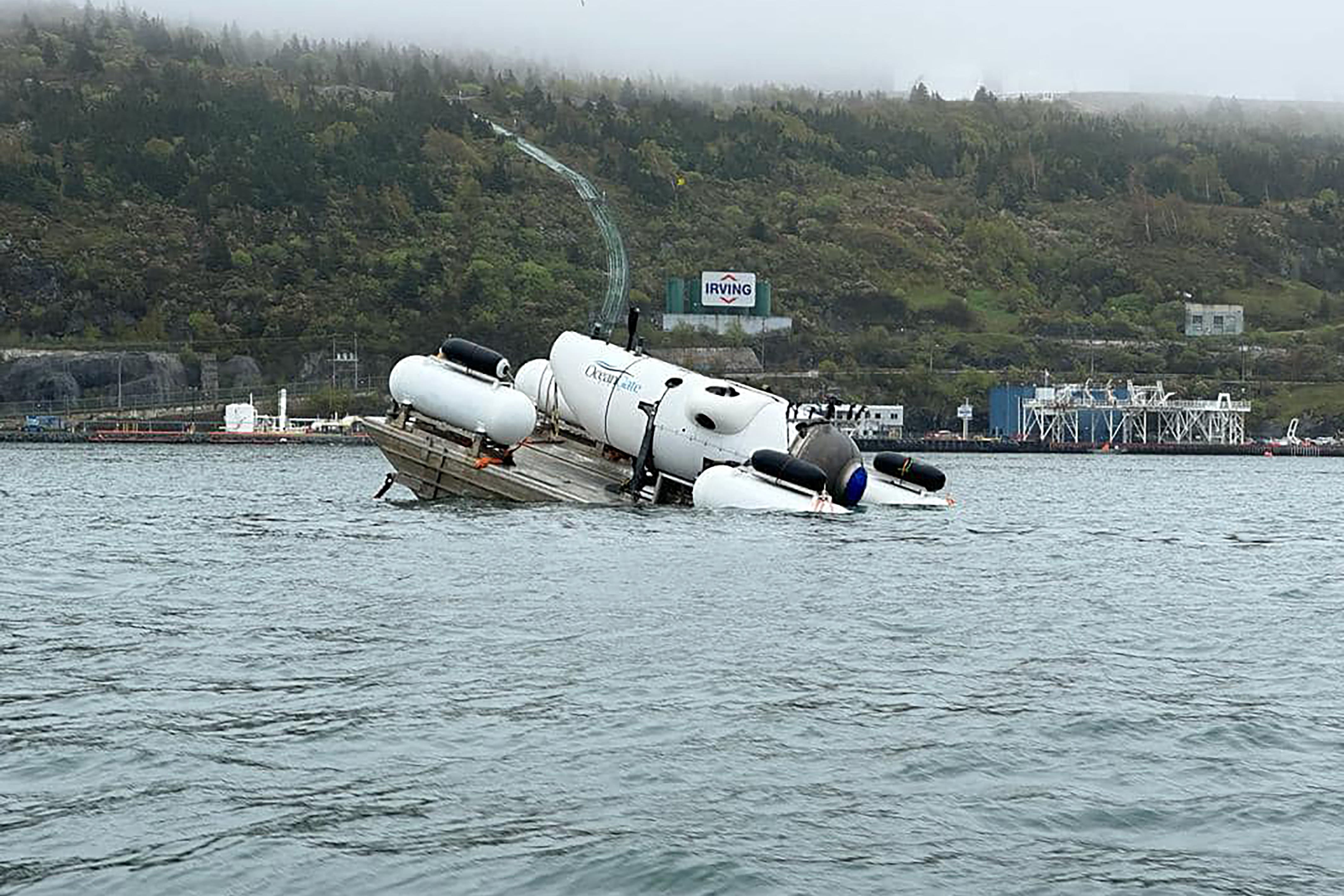The OceanGate Expeditions vessel used to examine the wreckage site of the Titanic. (Action Aviation, PA)