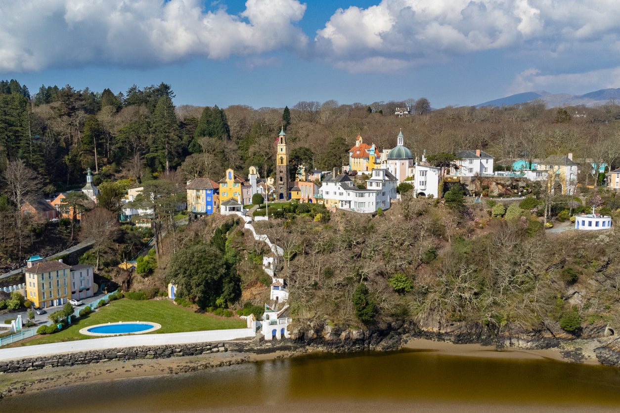 The beach at Portmeirion is part of the Dwyryd Estuary