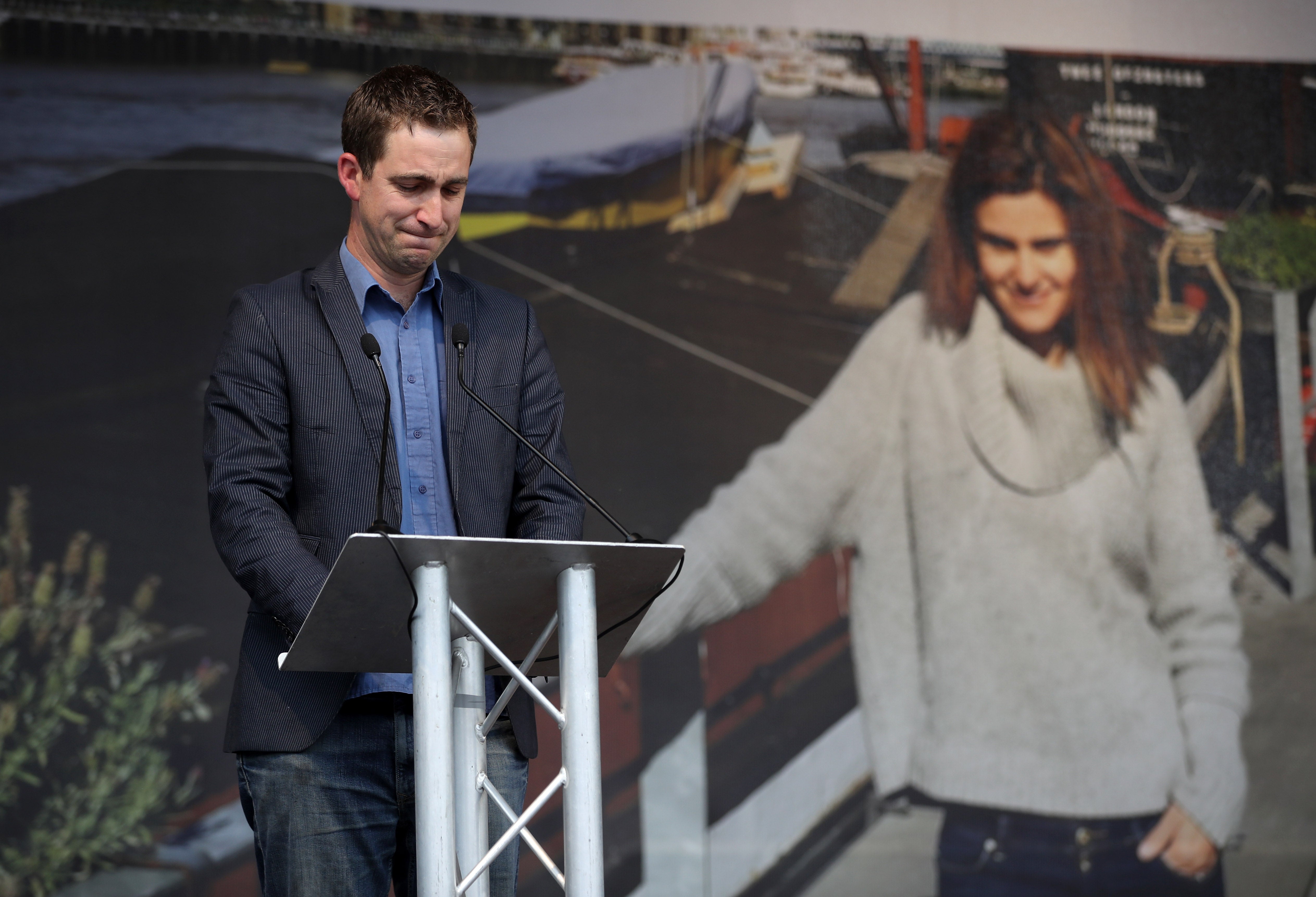 Brendan Cox, husband of Jo Cox, delivers a speech during a memorial event for murdered Labour MP Jo Cox at Trafalger Square on June 22, 2016