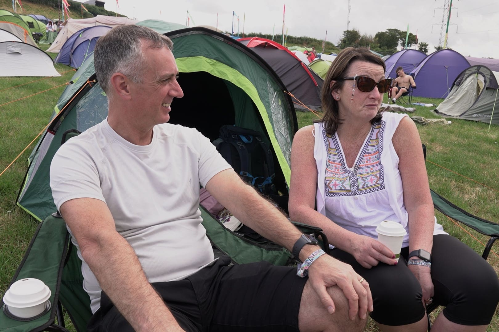 Tony and Kathy Sharp set off from Liverpool at midnight to travel to the Glastonbury Festival with their daughter (Tom Leese/PA)