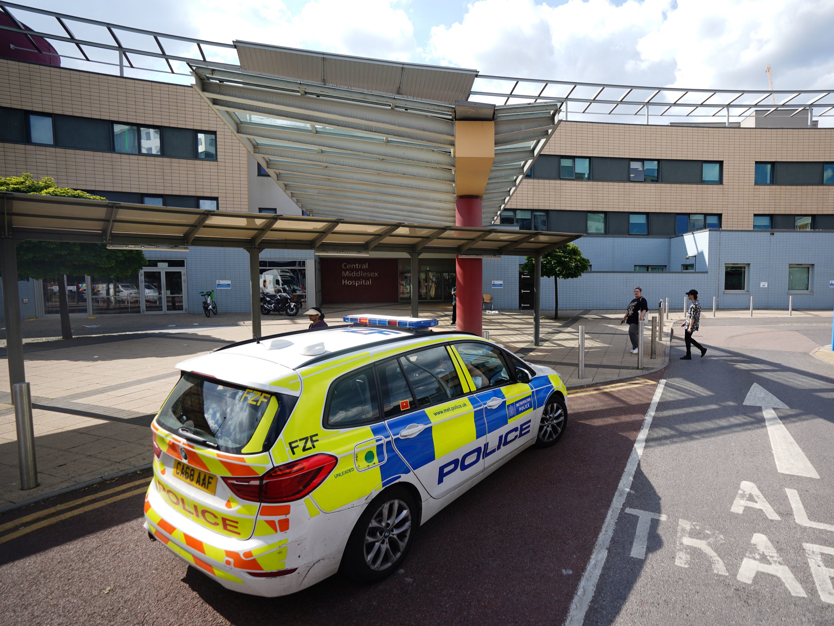 Police at Central Middlesex Hospital