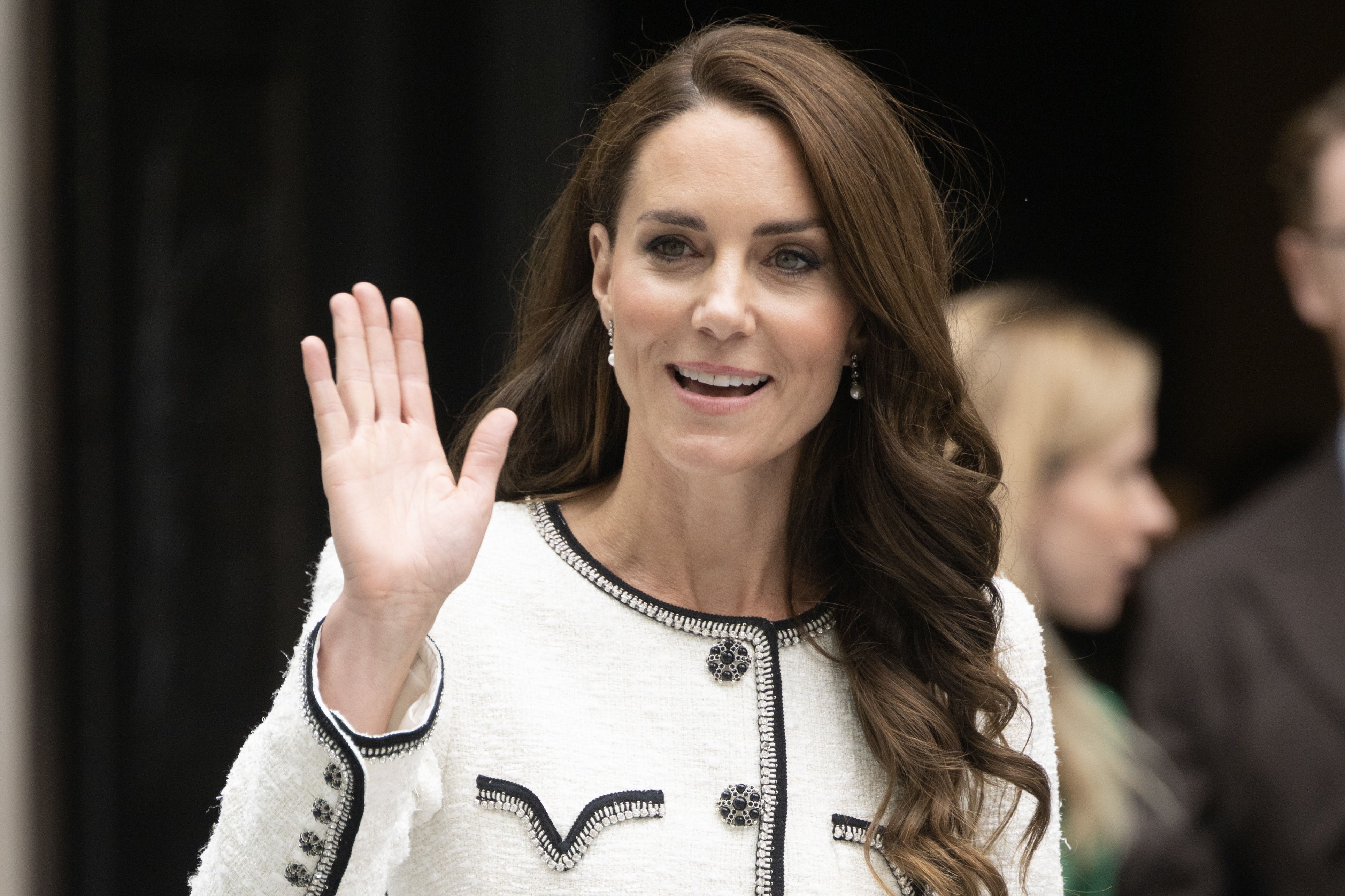 The Princess of Wales waves after a visit to re-open the National Portrait Gallery. Next week she will open the residential community, Hope Street (Paul Grover/The Telegraph/PA)