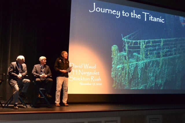 Waud, Nargeolet and Rush give a presentation about visiting the Titanic