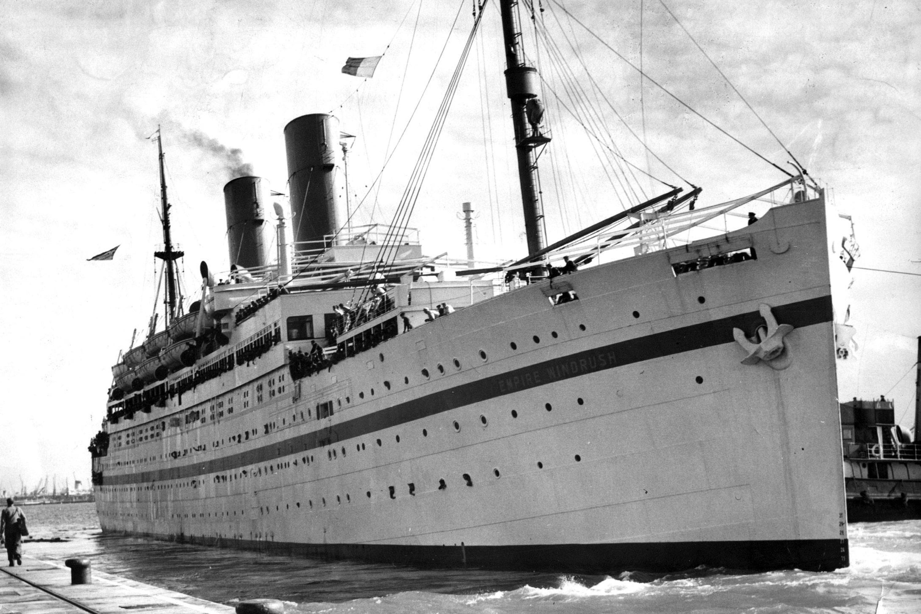 The Empire Windrush, pictured here docked at Southampton, brought people from the Caribbean to Britain in 1948 (PA)